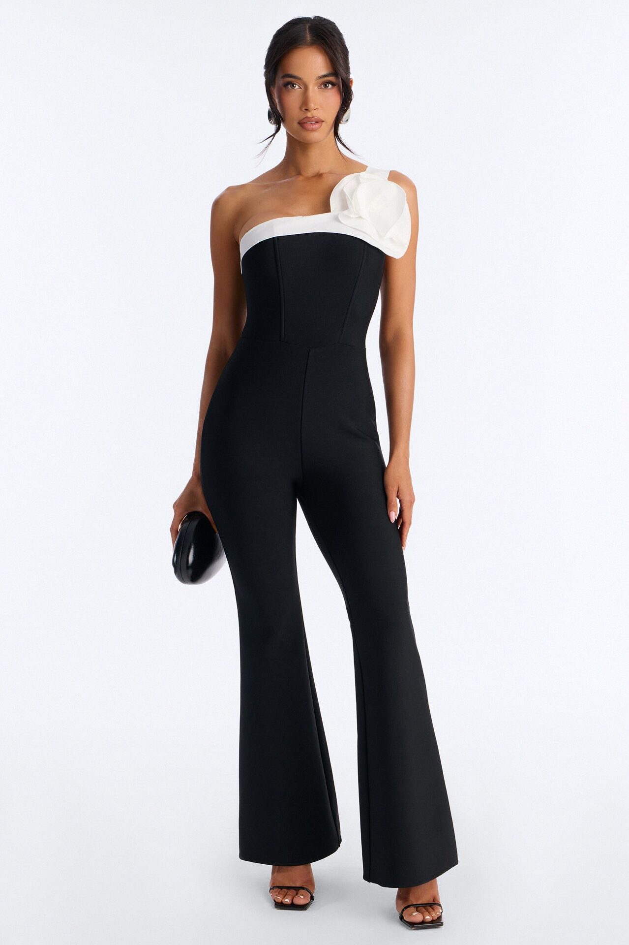 Short Fraya Bandage Flare Jumpsuit - Black