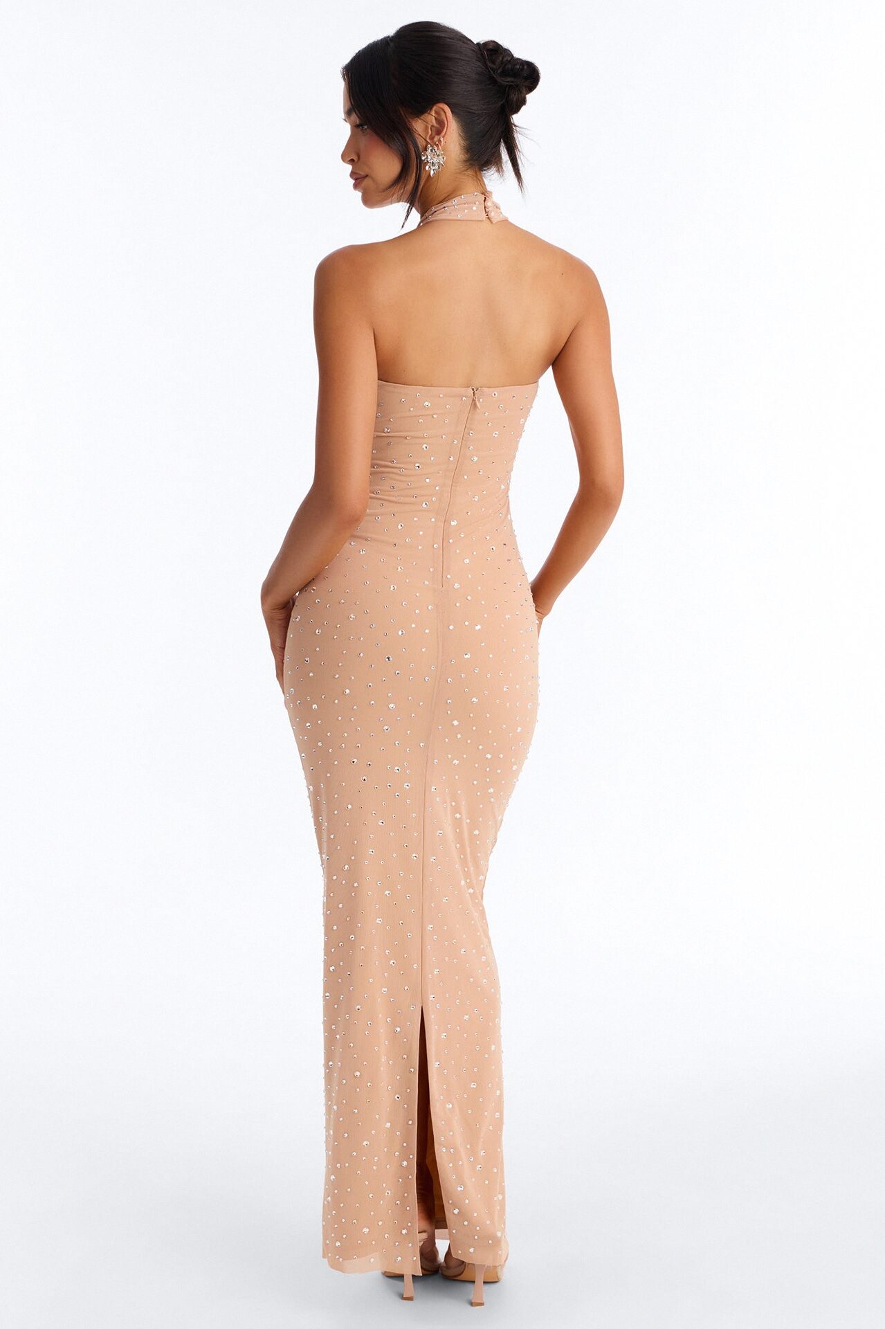 Crystal Dreams Rhinestone Gown - Nude
