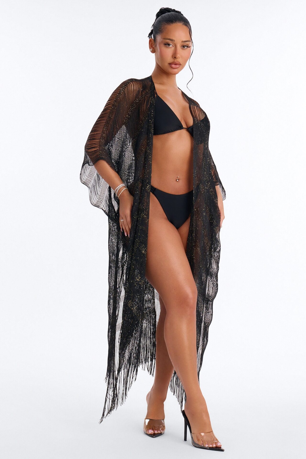 Letty Swim Cover Up Kimono - Black