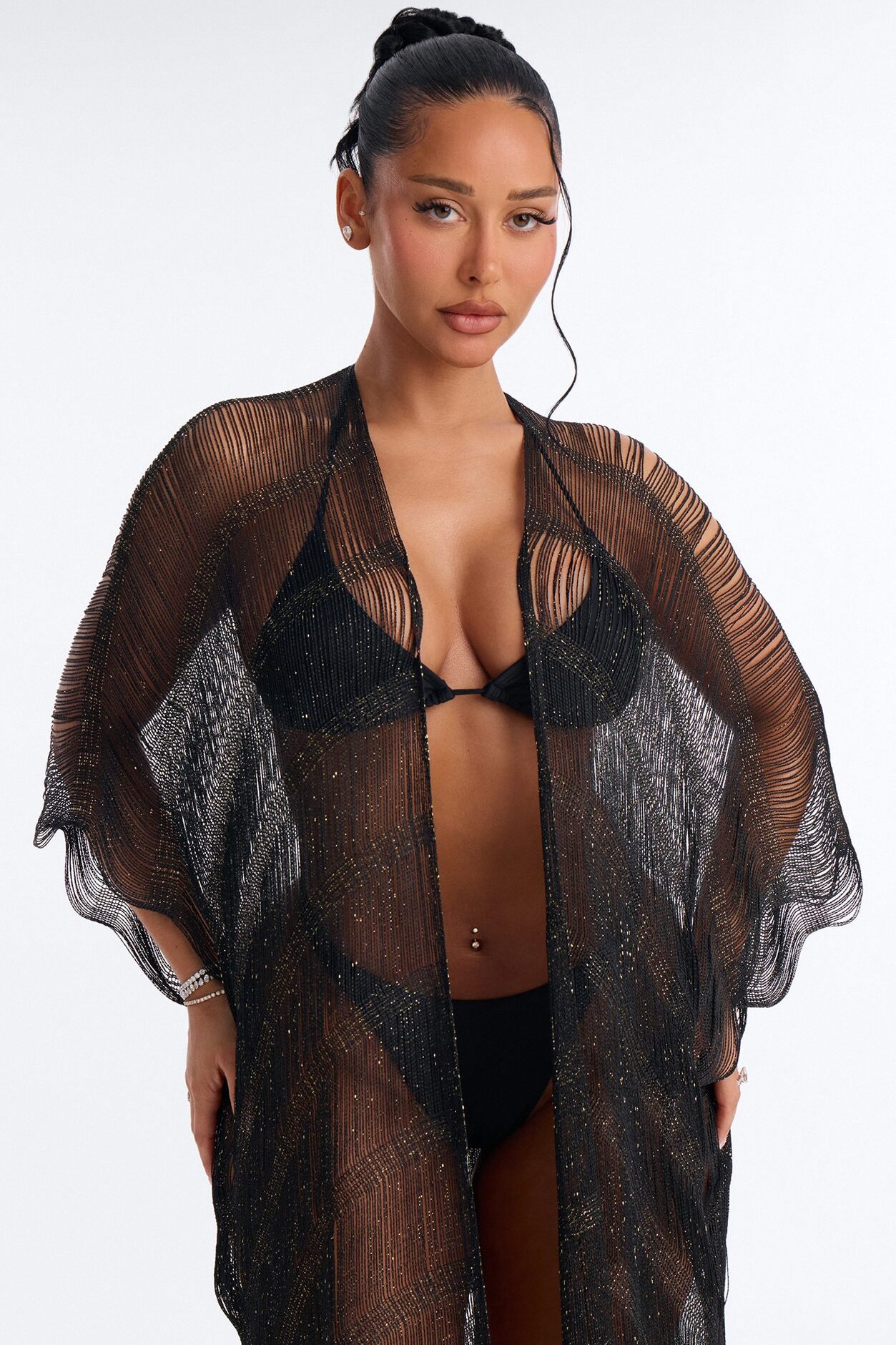 Letty Swim Cover Up Kimono - Black