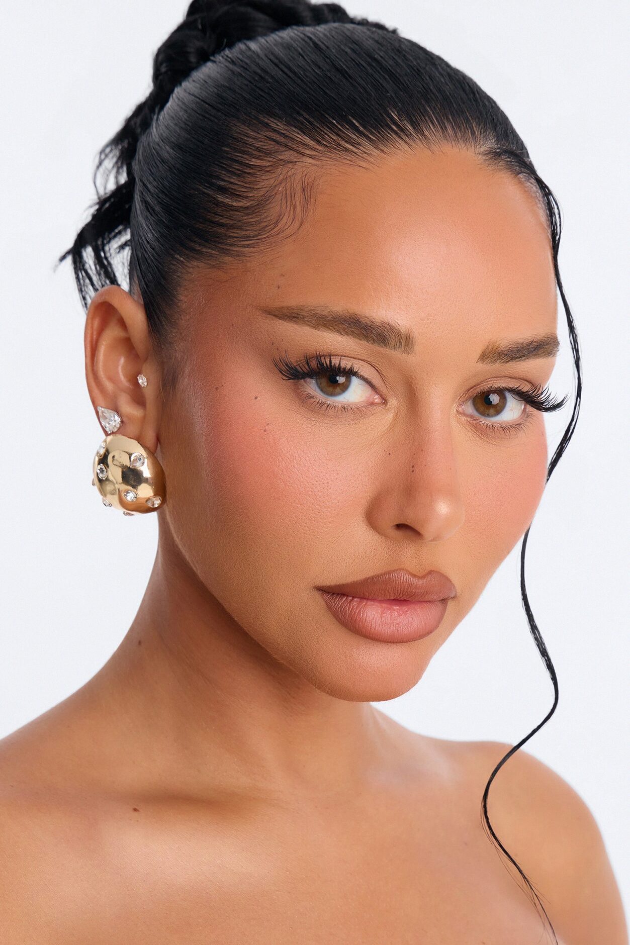 Moon Rocks Stud Earrings - Gold