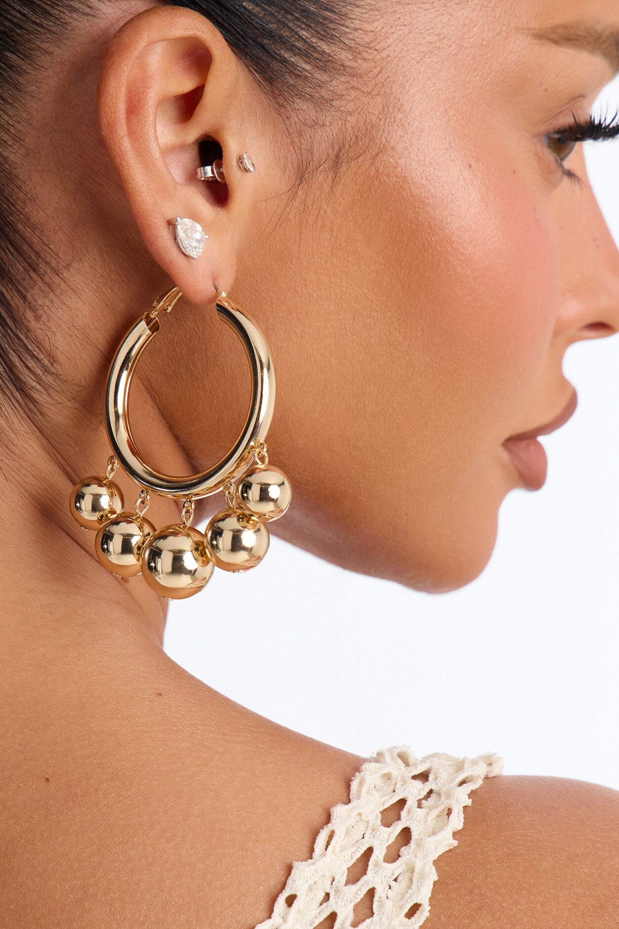 Love Yourself Hardware Hoop Earrings - Gold