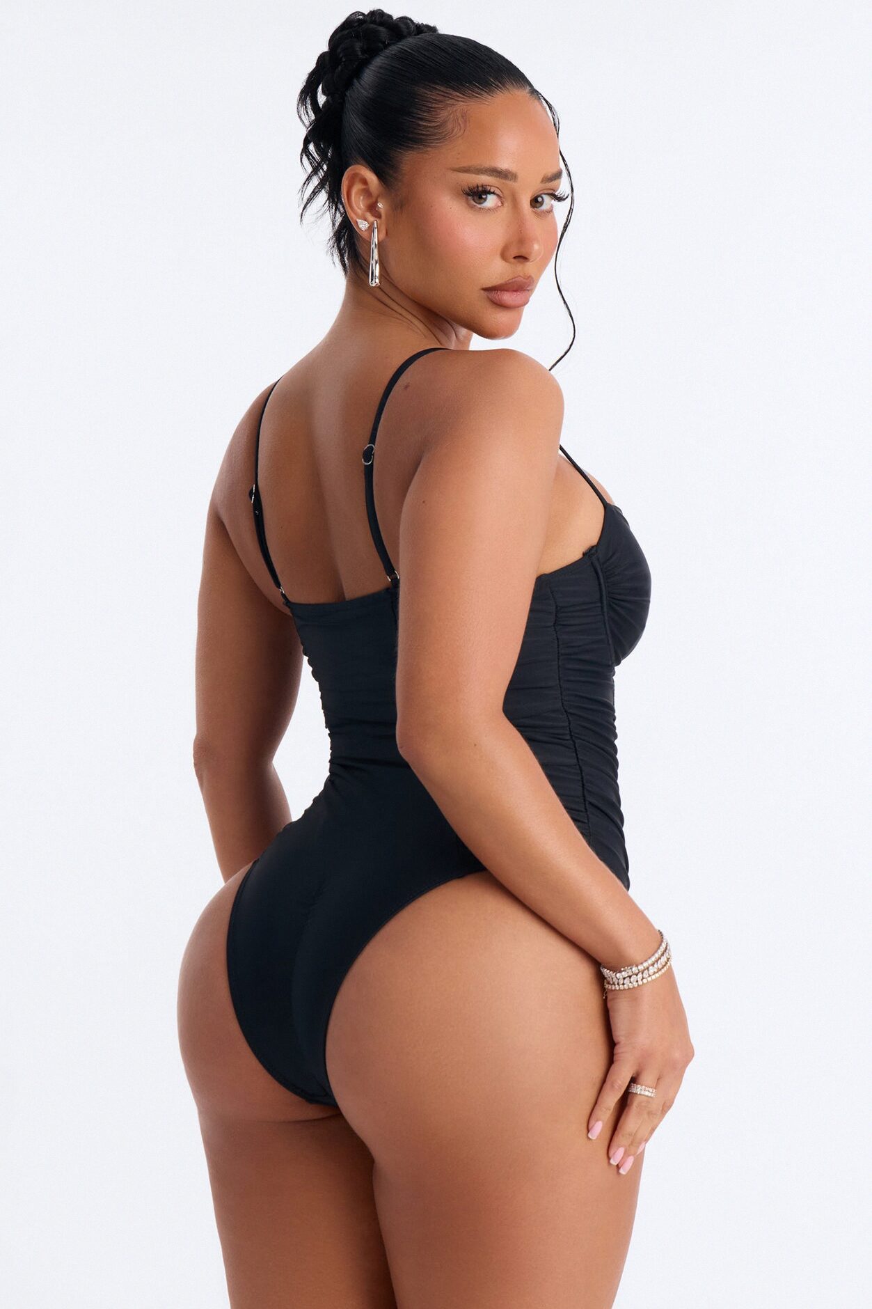 Sunsets In Aruba Underwire Ruched 1 Piece Swimsuit - Black