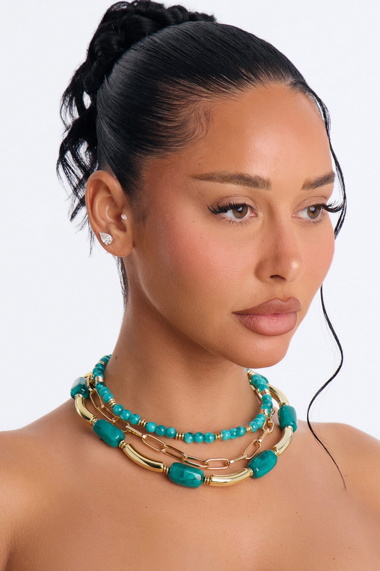 Beaded Brady Layered Necklace - Gold/Blue