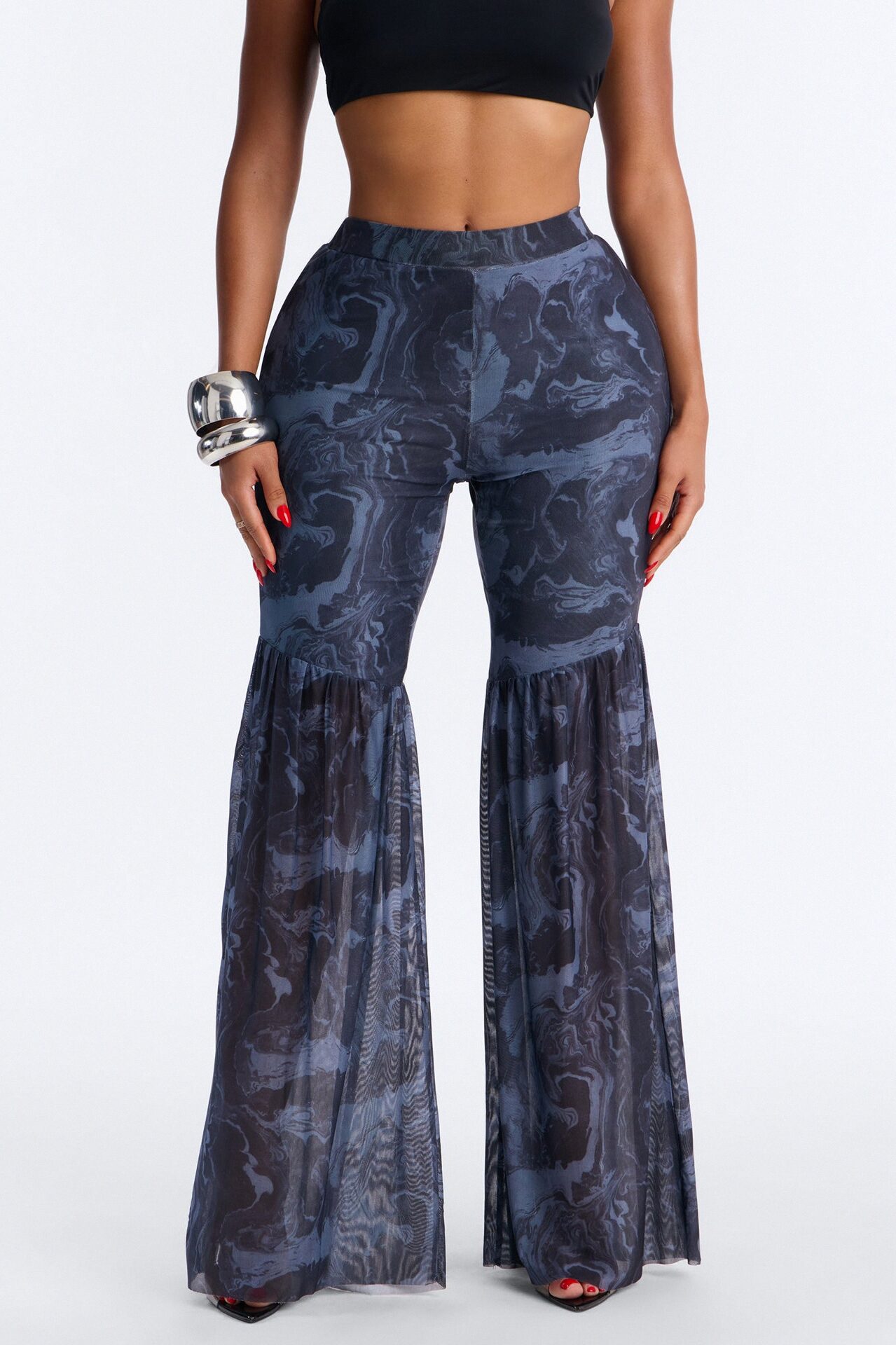 Haven High Rise Mesh Flare Pant - Black/combo