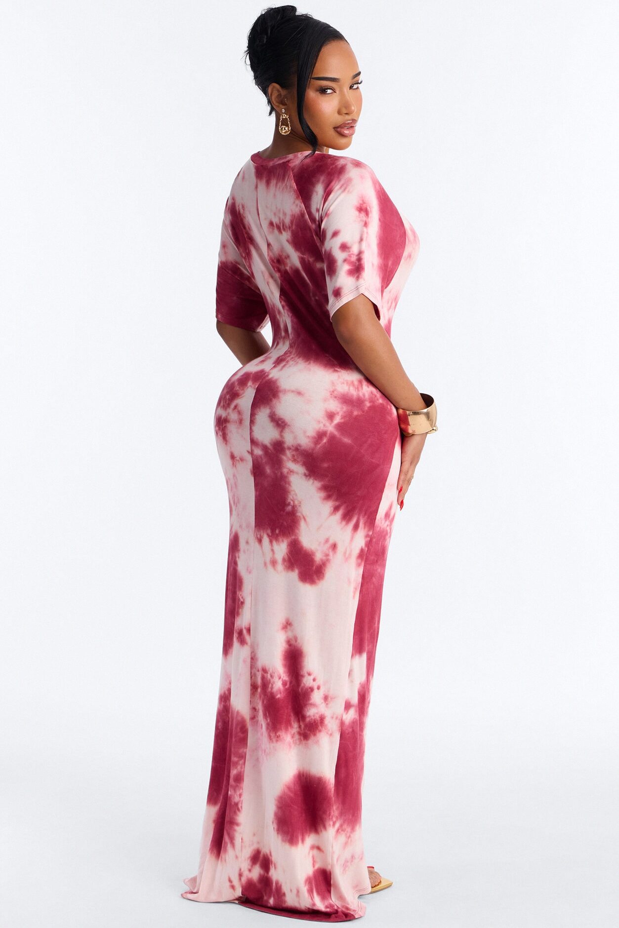 Leilani Tie Dye Maxi Dress - Burgundy/combo