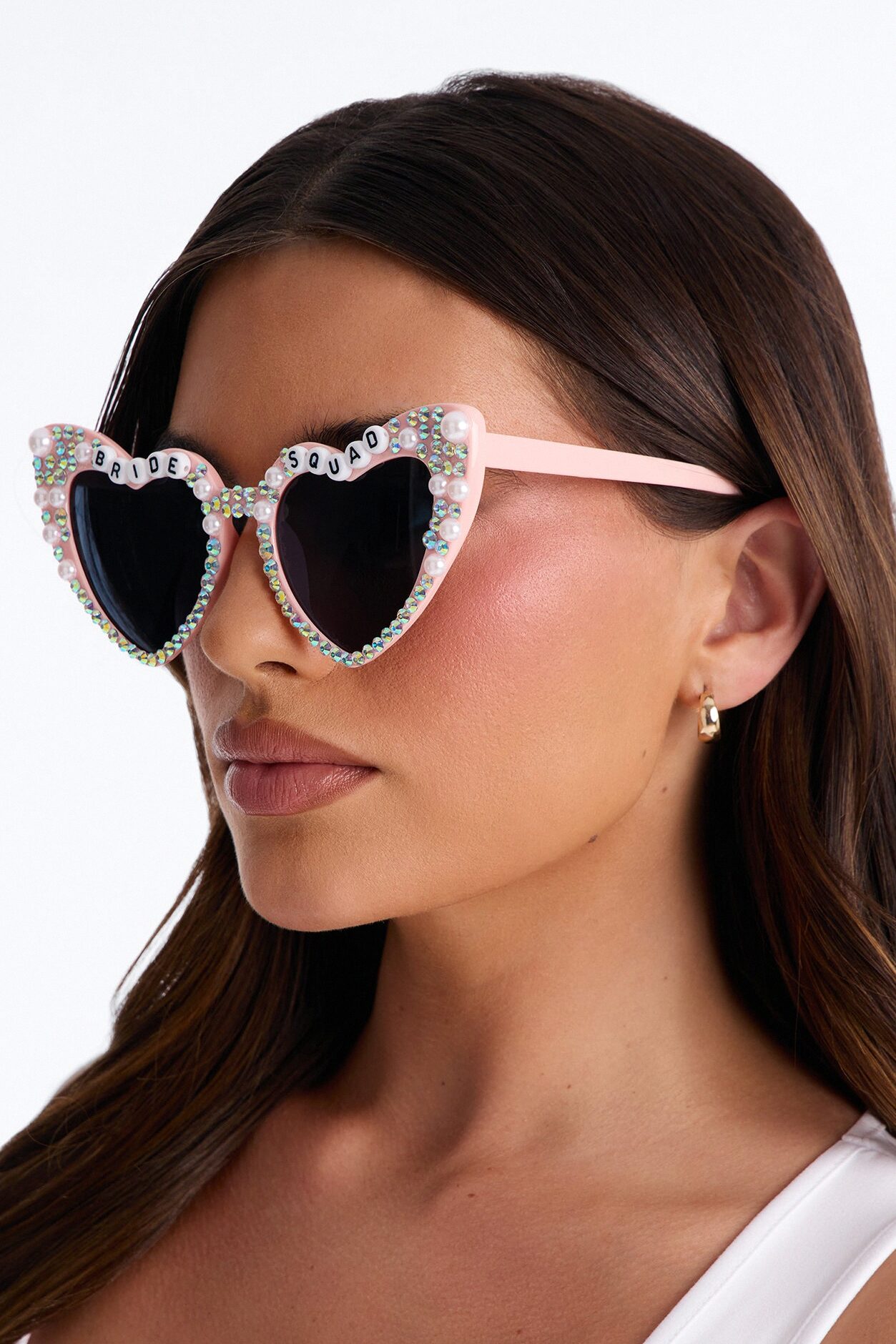 Bride Squad Heart Eye Sunglasses - Pink