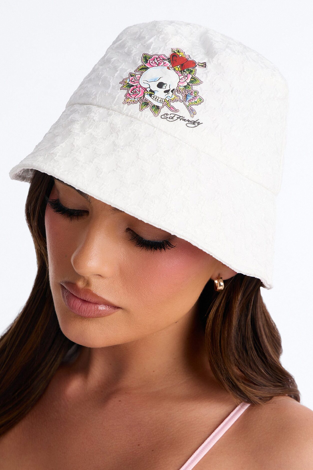 Not Today Ed Hardy Bucket Hat - Ivory/combo