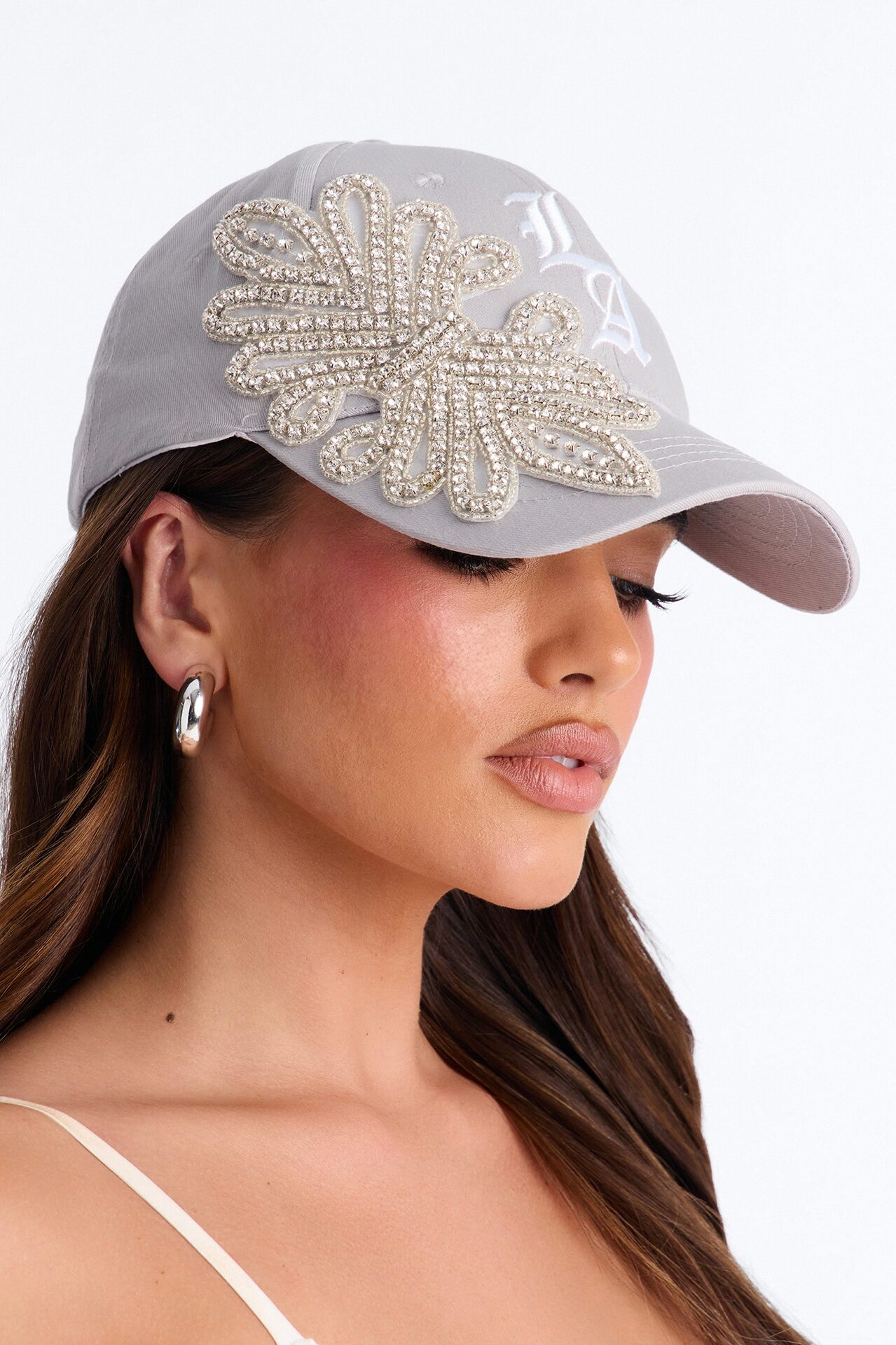 In My City LA Embellished Baseball Hat - Grey