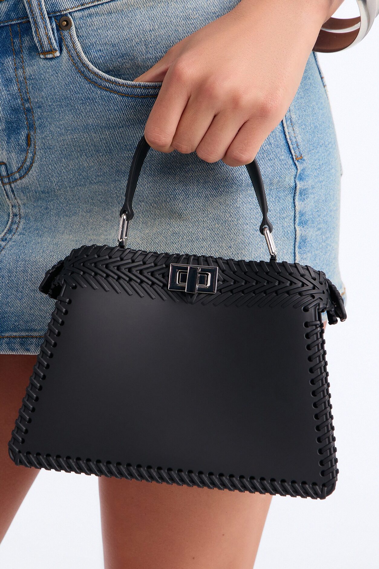 Vacation Season Jelly Satchel Bag - Black