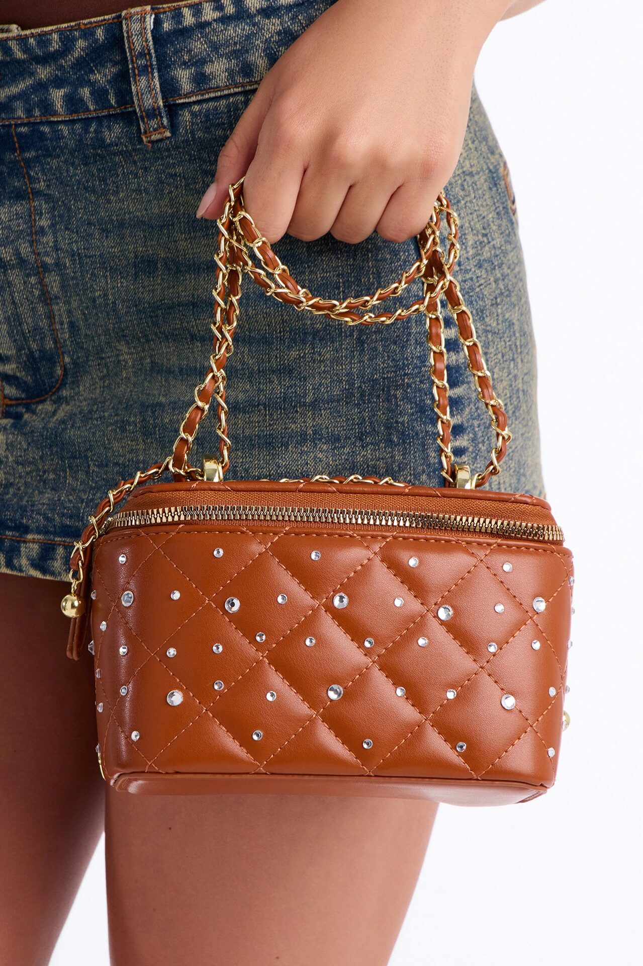 Sparks Fly Faux Leather Crossbody Bag - Cognac