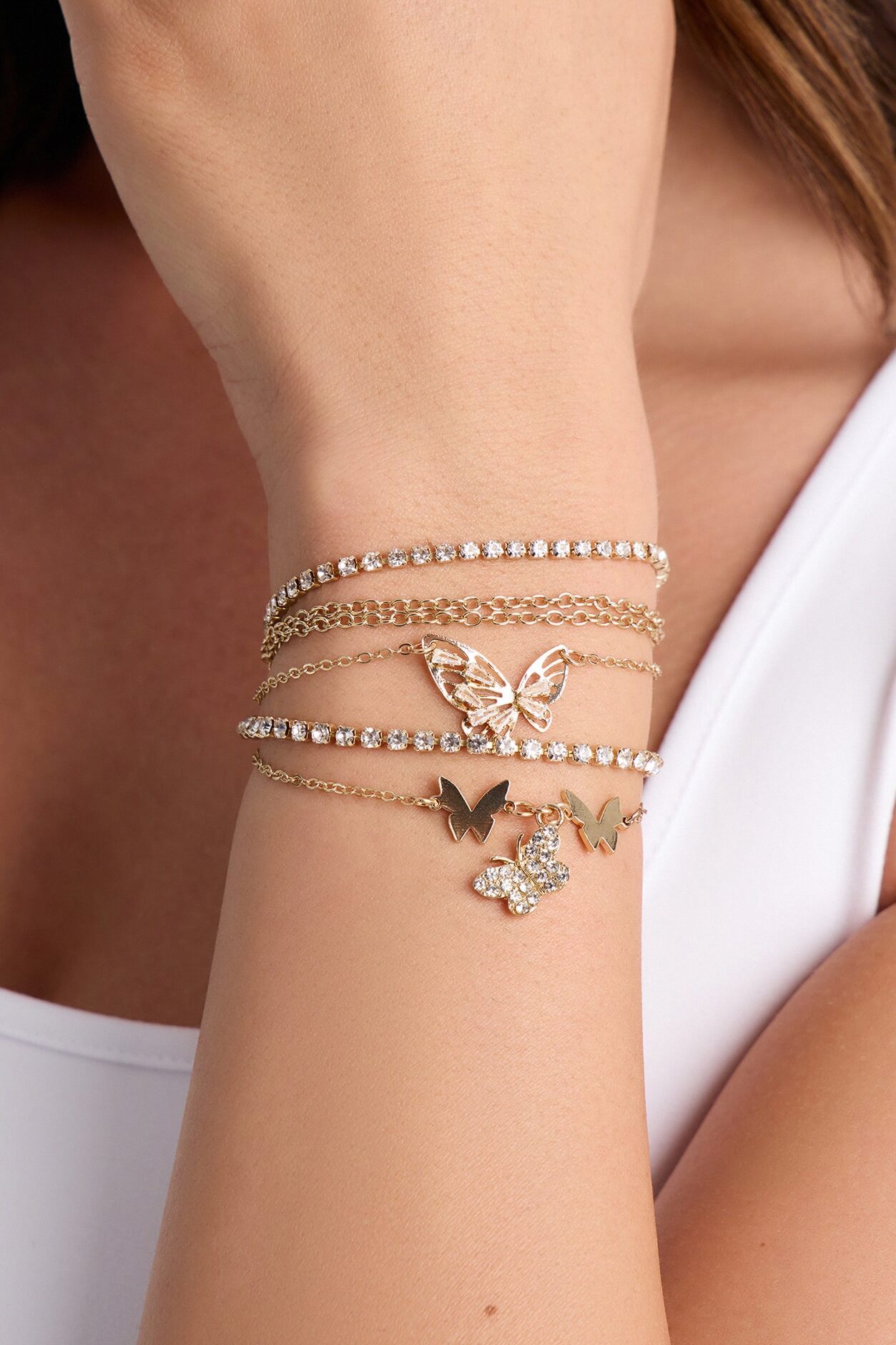 Flutter Wings 5 Piece Bracelet Set - Gold