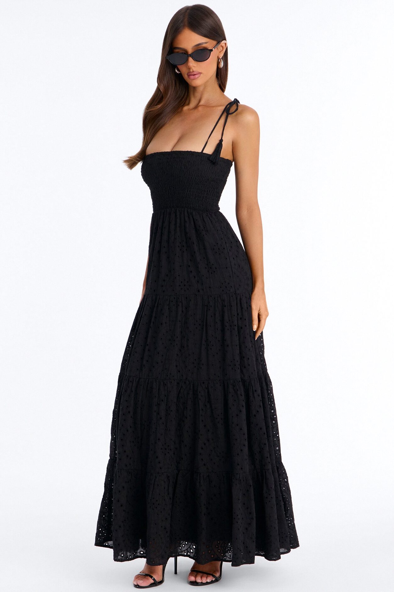 Keep It Casual Eyelet Maxi Dress - Black