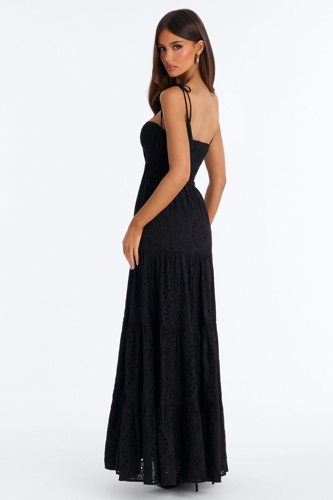Keep It Casual Eyelet Maxi Dress - Black