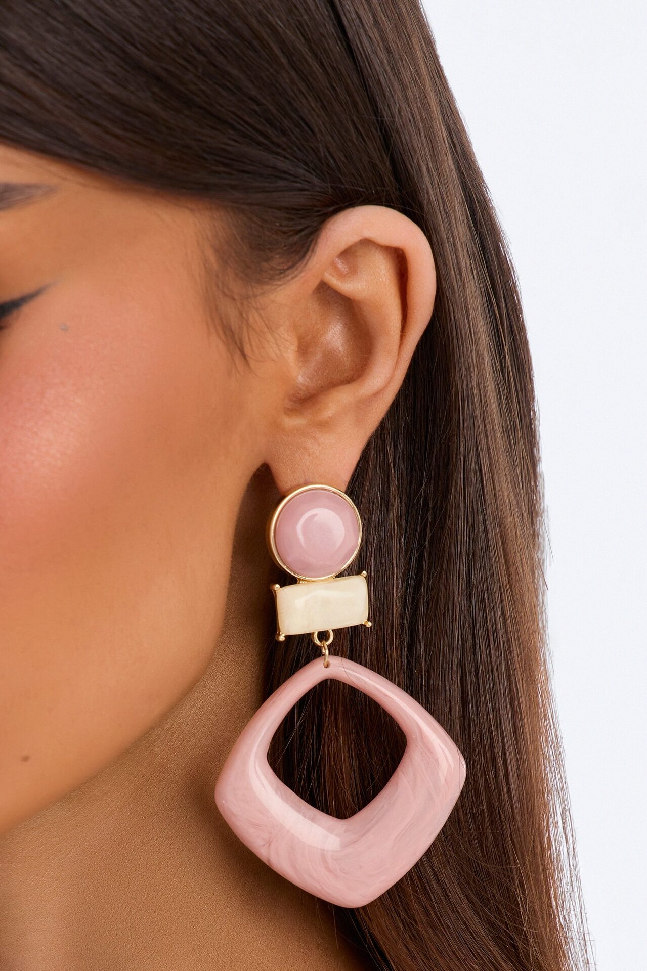 Calmness Over Chaos Jeweled Drop Earrings - Pink