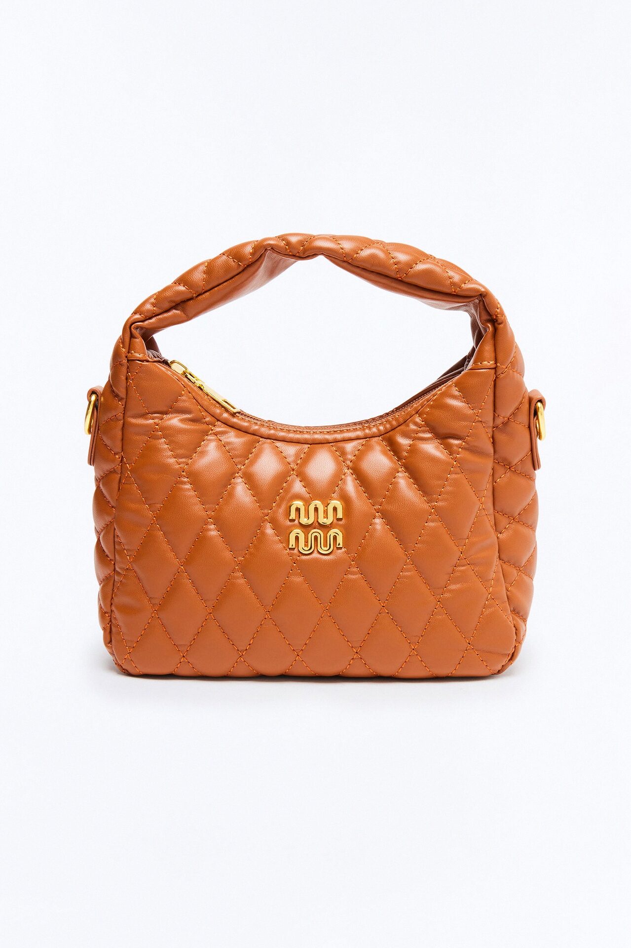 Pillow Talk Faux Leather Quilted Bag - Cognac