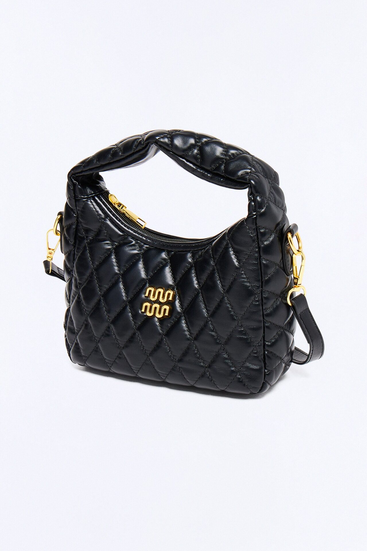 Pillow Talk Faux Leather Quilted Bag - Black