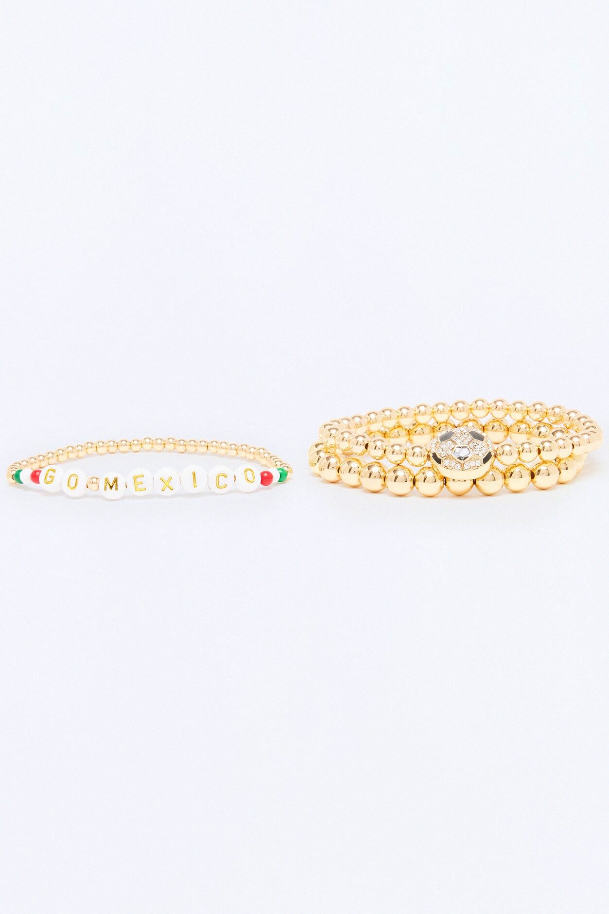 Go Mexico Soccer 3 Piece Bracelet Set - Gold/combo