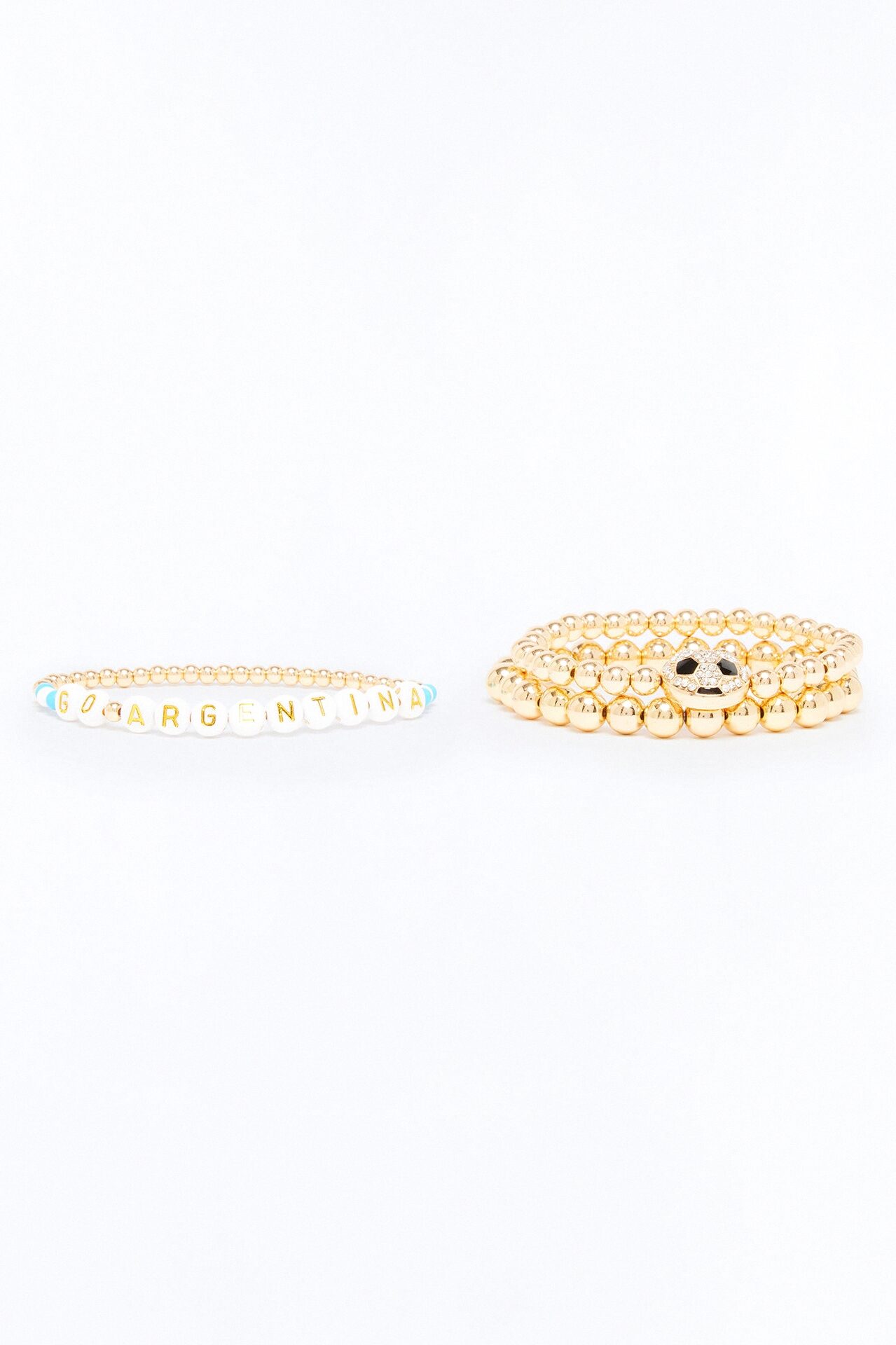 Go Argentina Soccer 3 Piece Bracelet Set - Gold/Blue