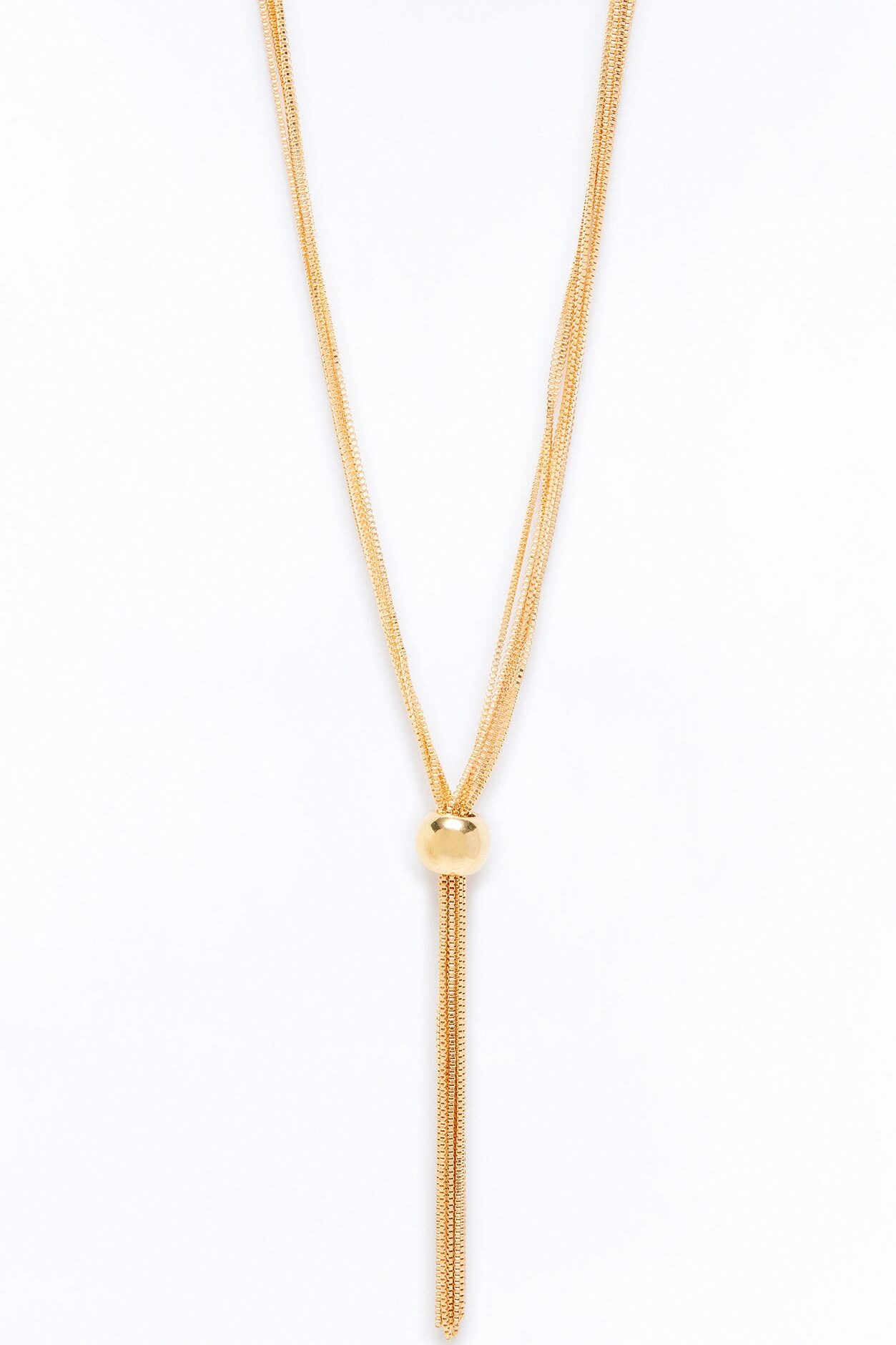 Hold On Tight Fringe Lariat Necklace - Gold