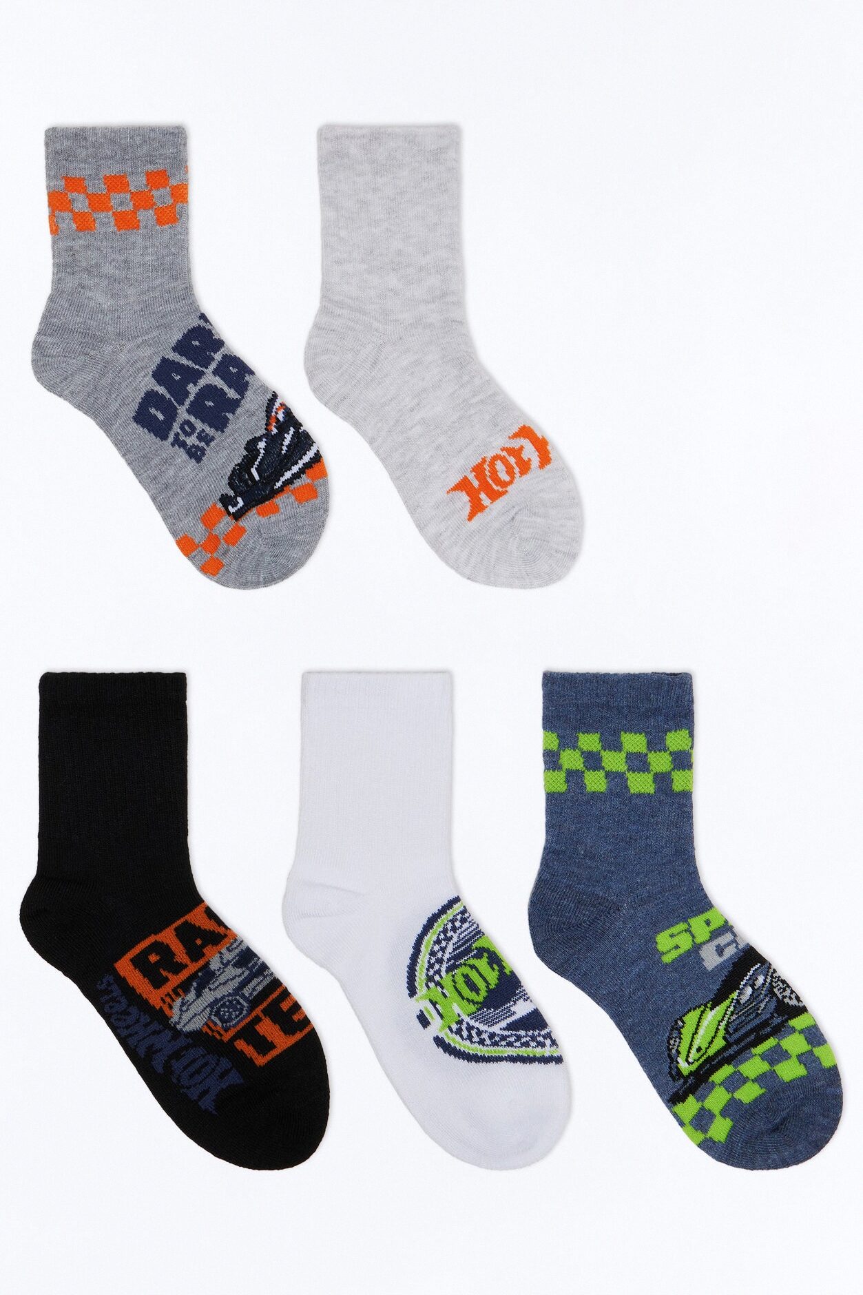 Mini Hot Wheels Speed Club 5 Pack Crew Socks - Blue/combo