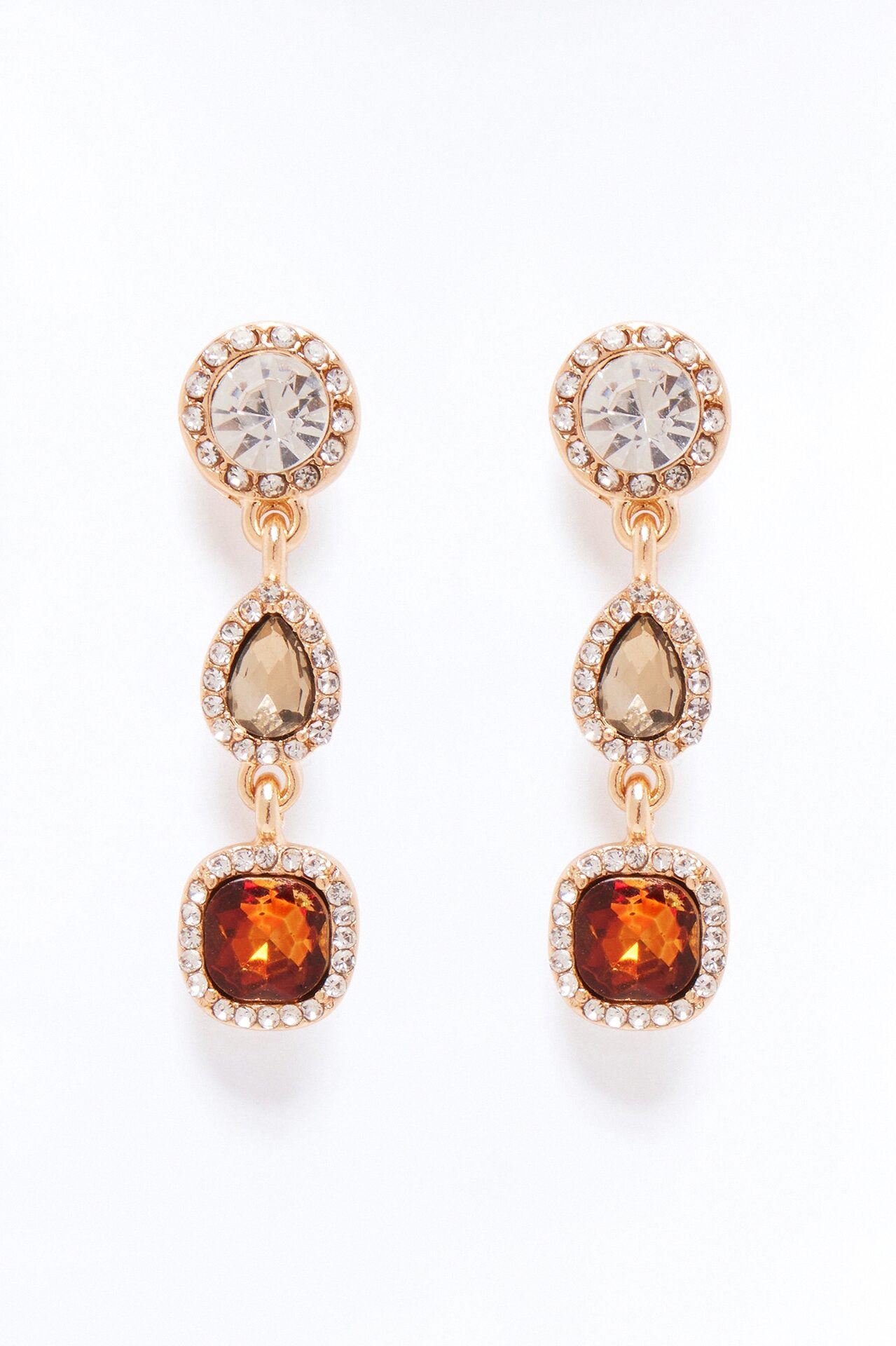 A Good Rule Rhinestone Earrings - Gold/combo