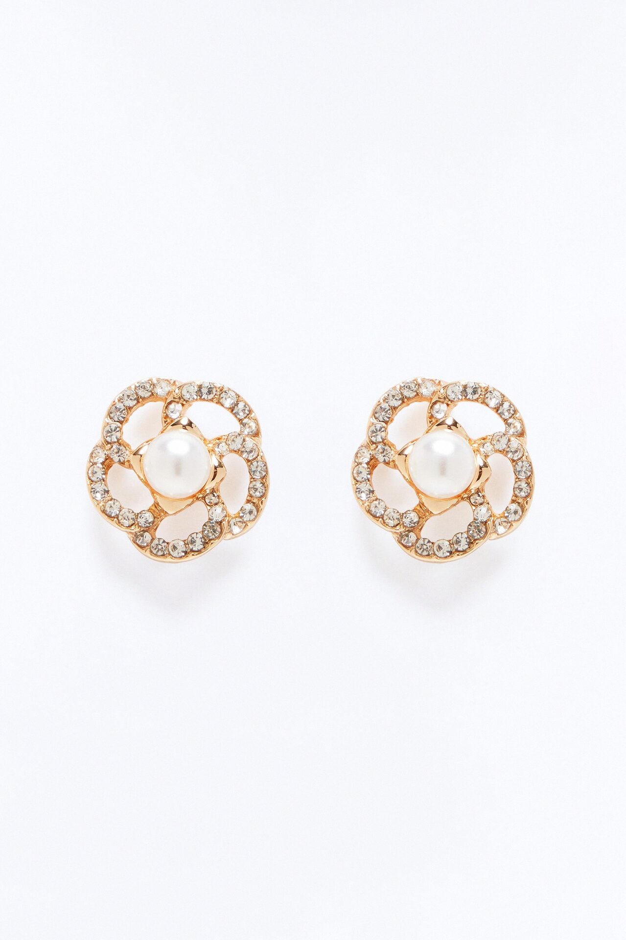 Bring May Flowers Pearls Stud Earrings - Gold