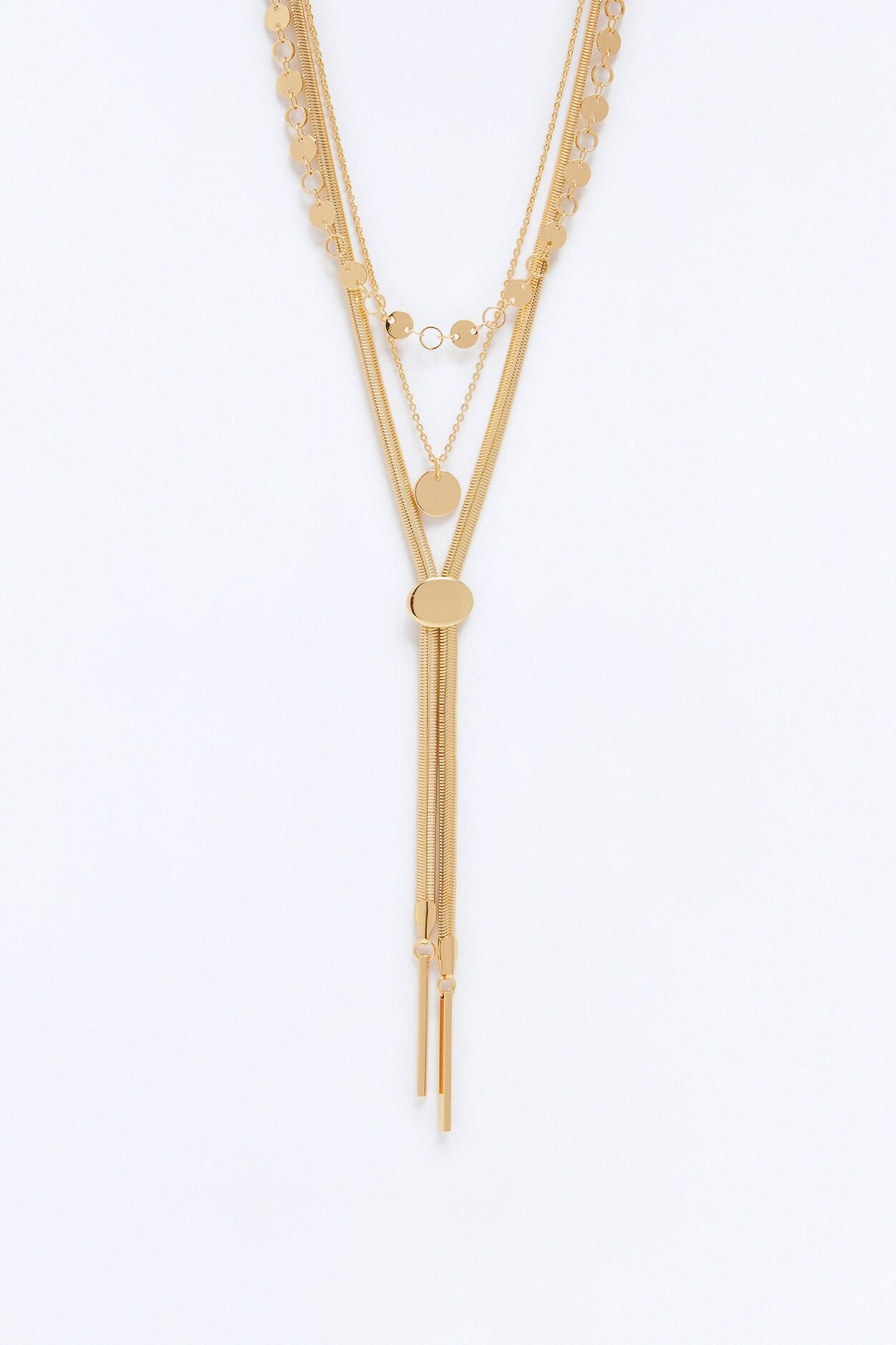 Far Tide Layered Lariat Necklace - Gold