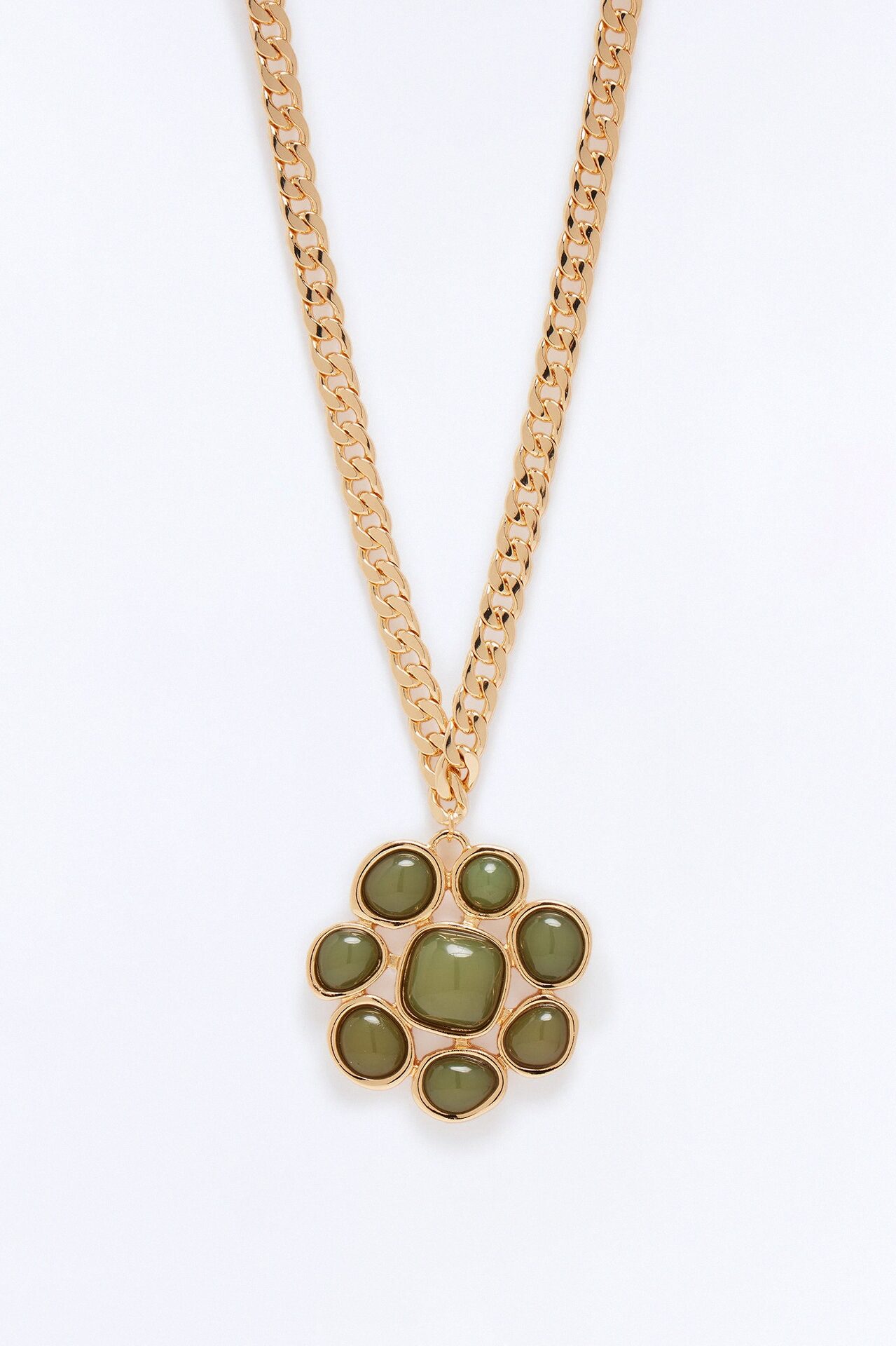 Stand Tall Floral Pendant Necklace - Gold/Green