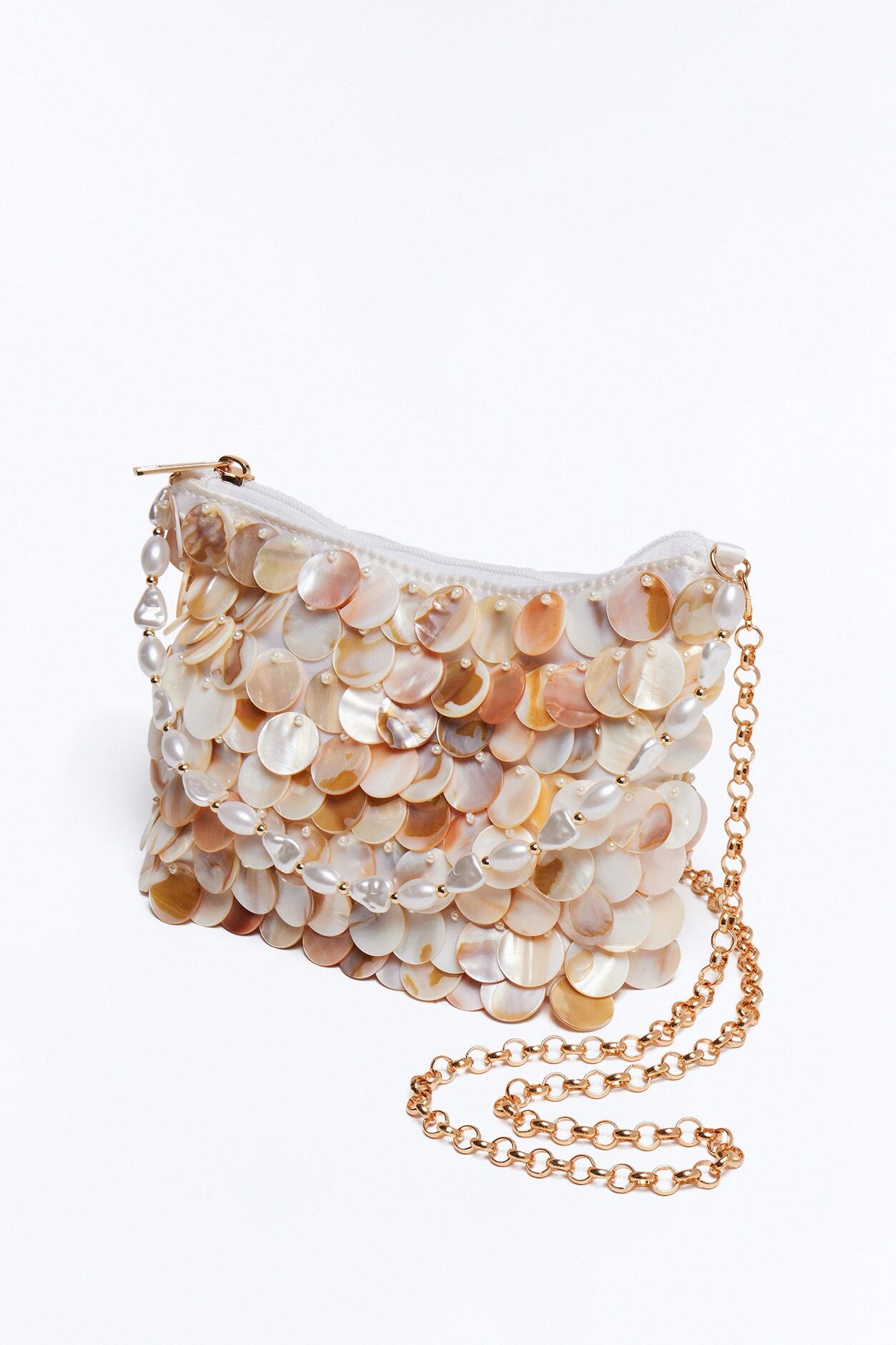 In Tulum Seashell Satchel Handbag - Natural/Combo