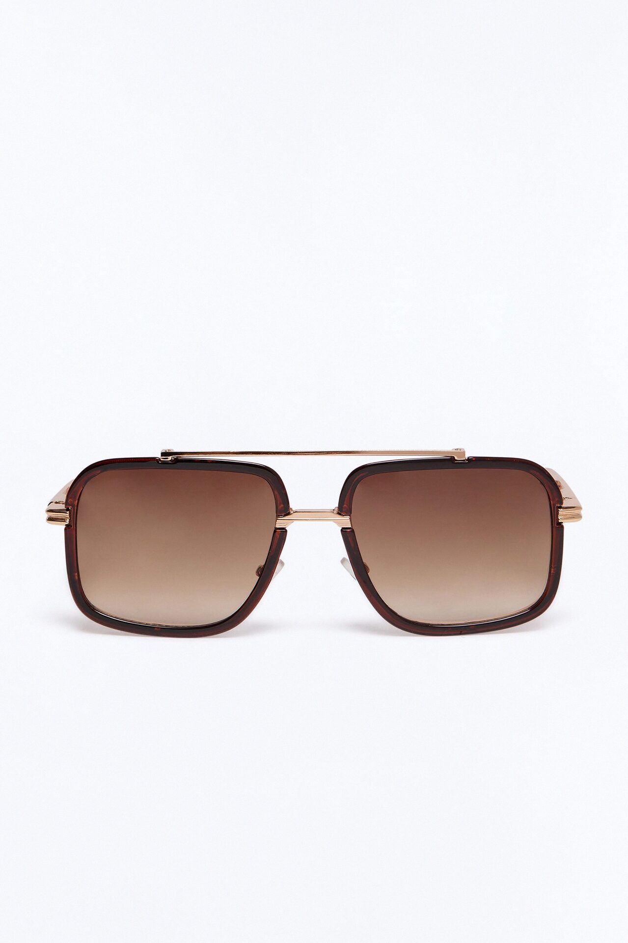 Double Glance Aviator Sunglasses - Gold/Brown