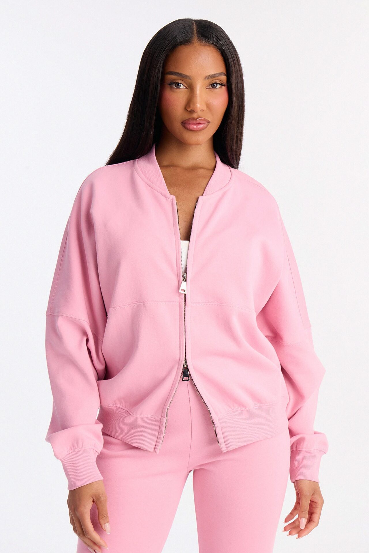 Kelsey Double Zip Flare Leg Pant Set - Pink