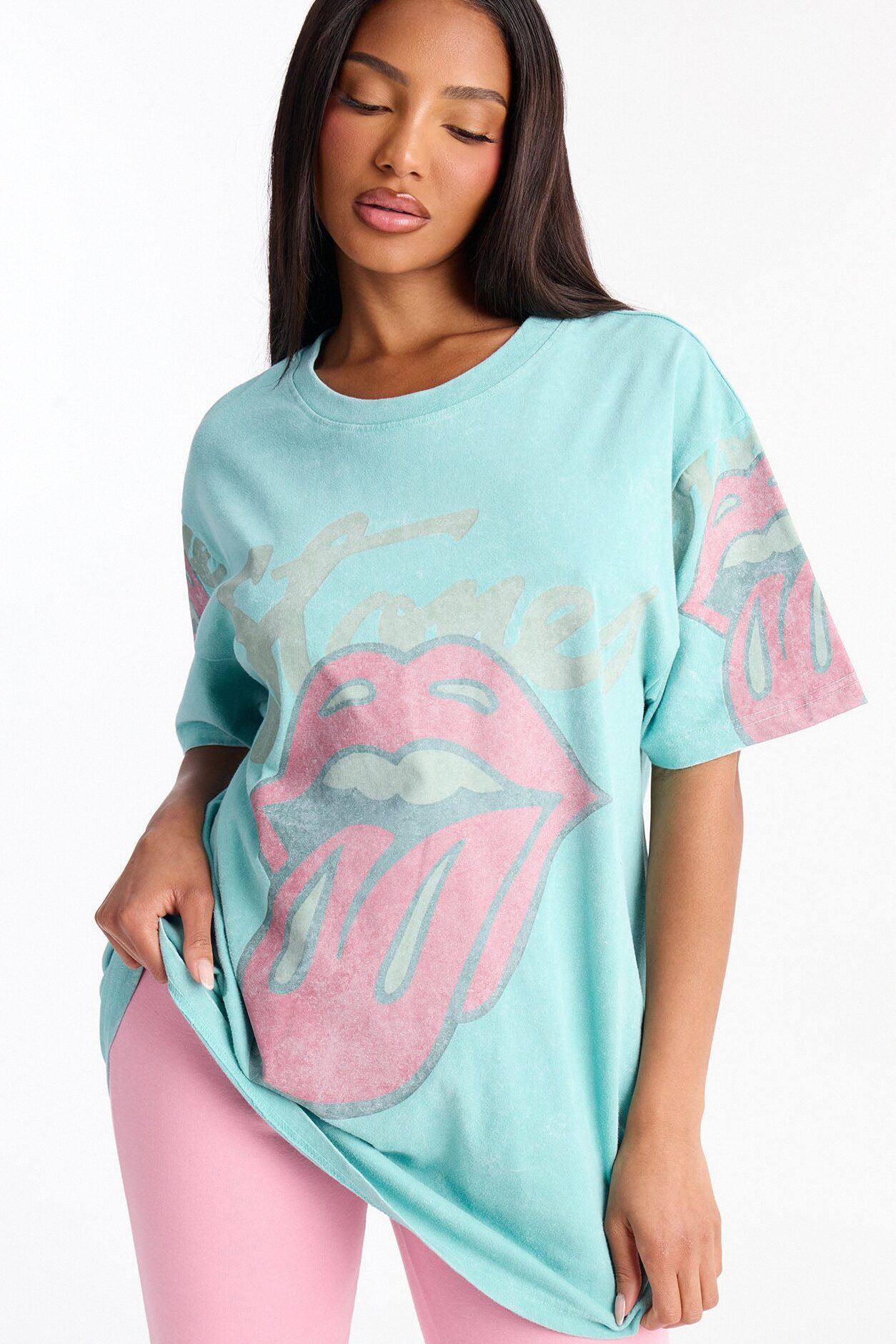 Rolling Stones Big Lips Washed Tee - Blue Wash