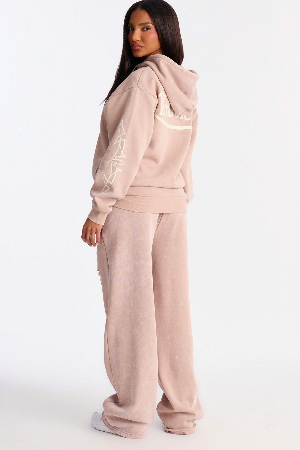 Von Dutch Washed Zip Up Sweatshirt - Taupe