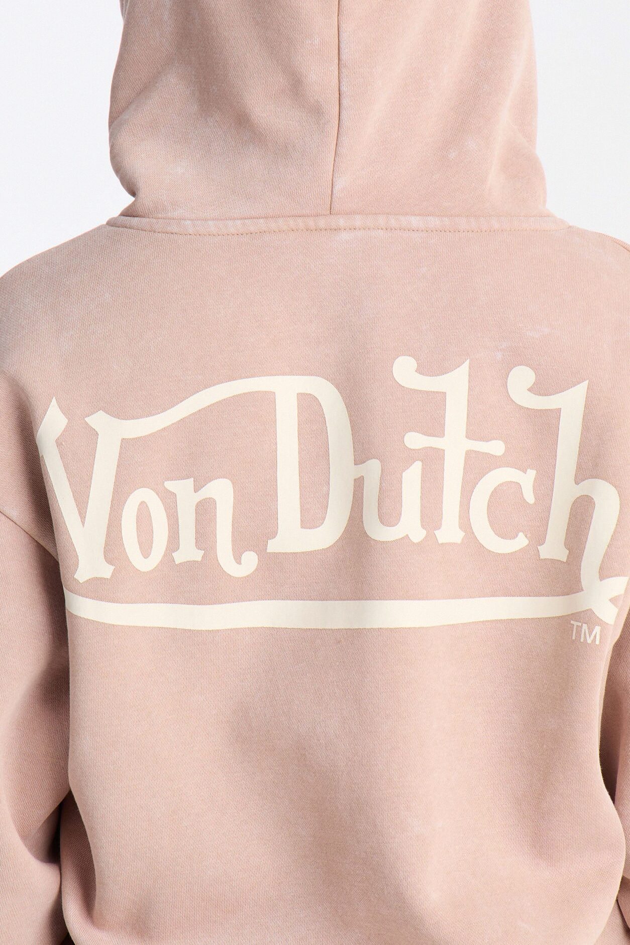 Von Dutch Washed Zip Up Sweatshirt - Taupe