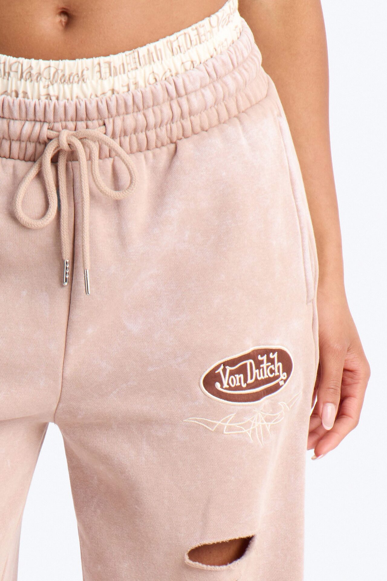 Von Dutch Wide Leg Washed Pant - Taupe