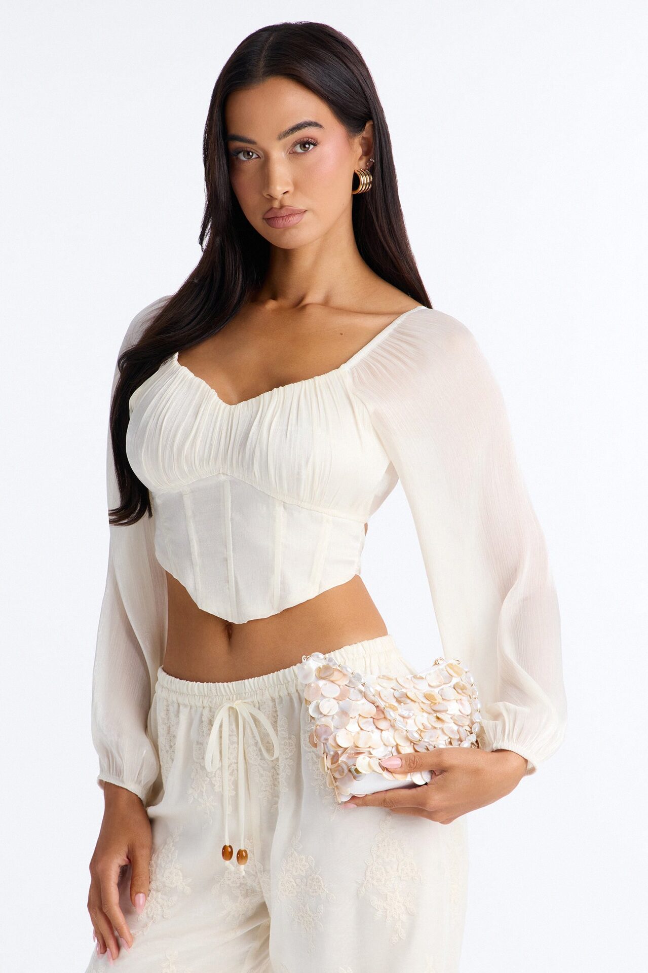 In Tulum Seashell Satchel Handbag - Natural/Combo