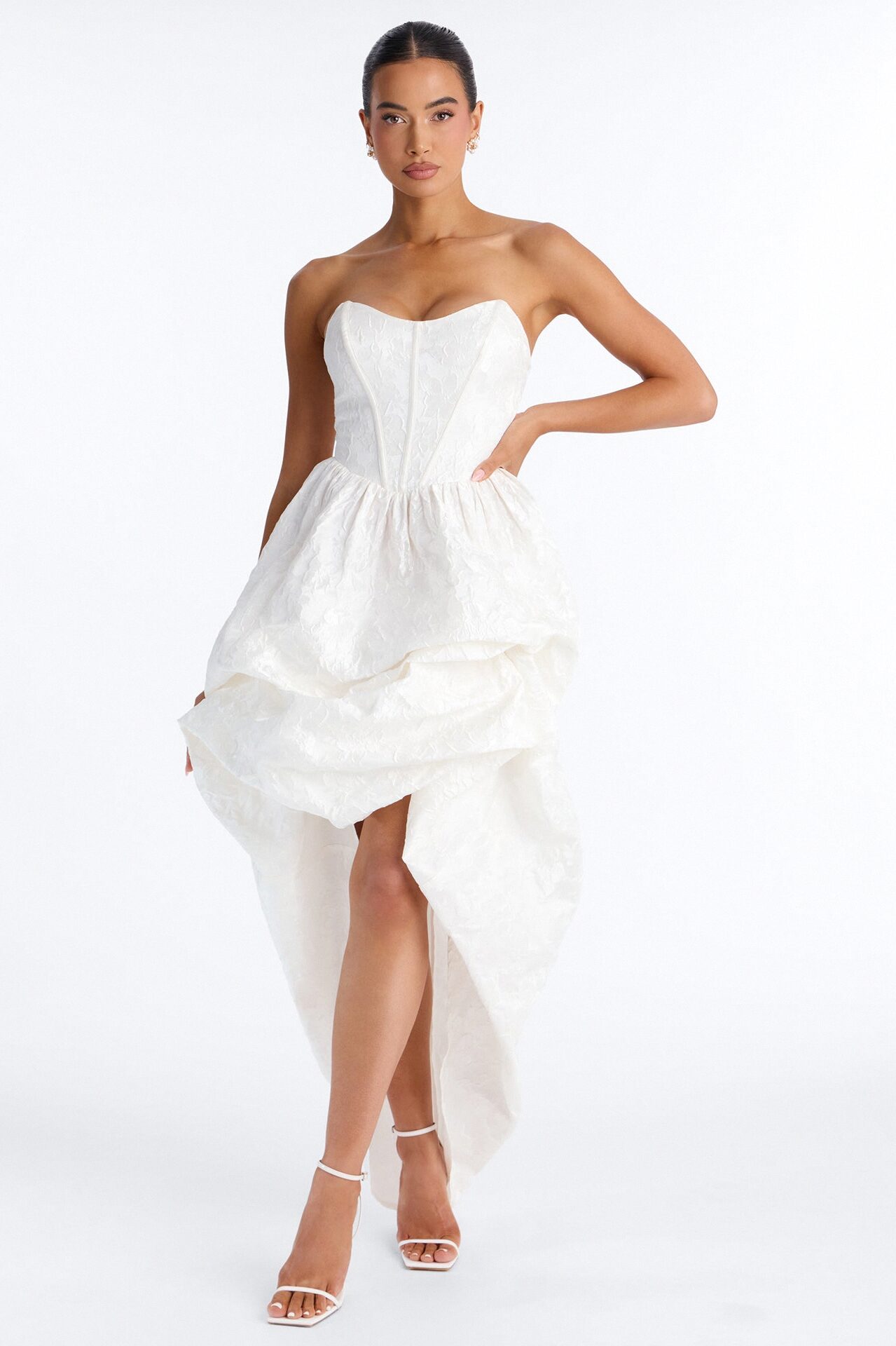 Amberlynn 2 Way Jacquard Gown - Ivory