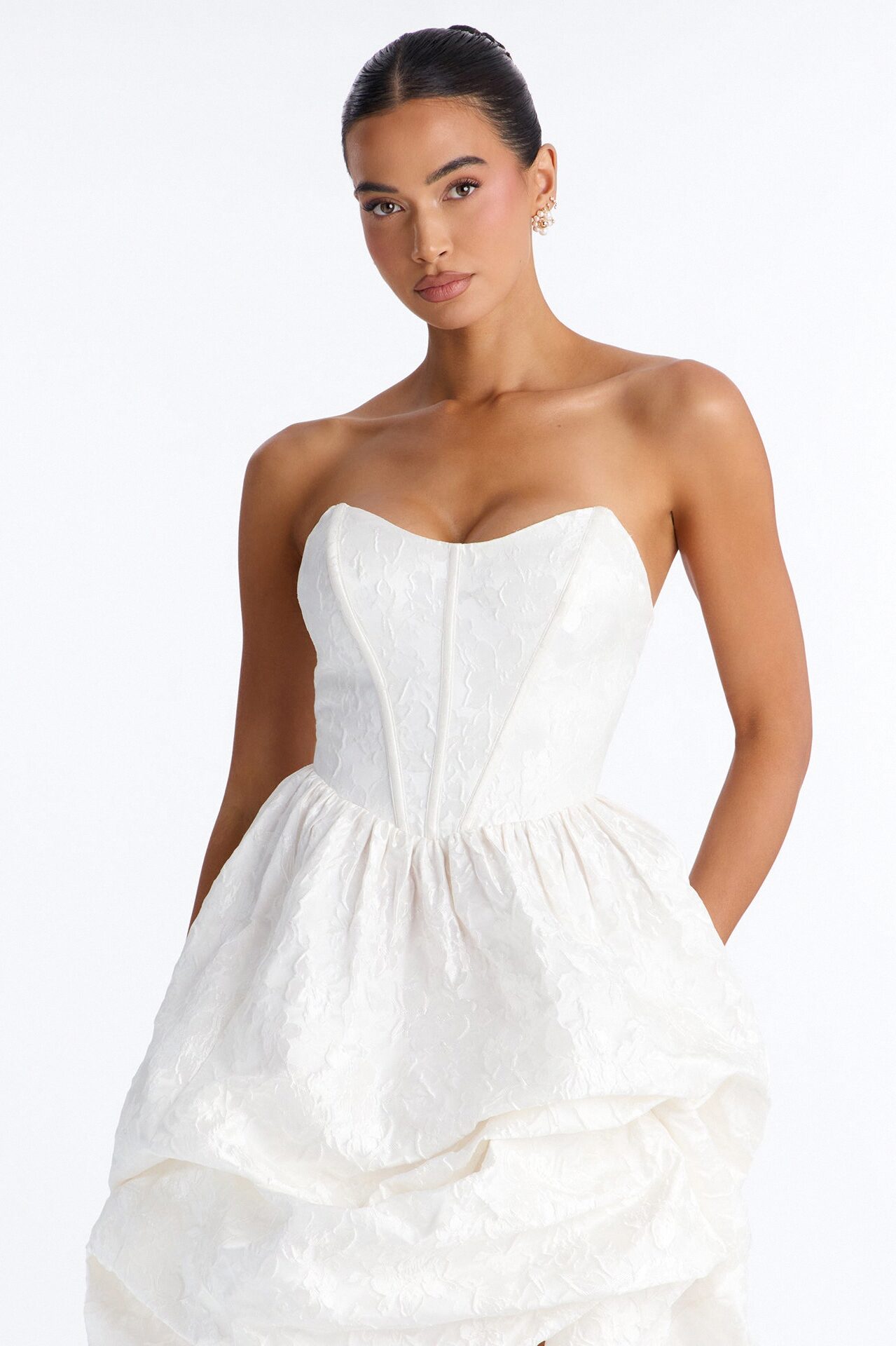 Amberlynn 2 Way Jacquard Gown - Ivory
