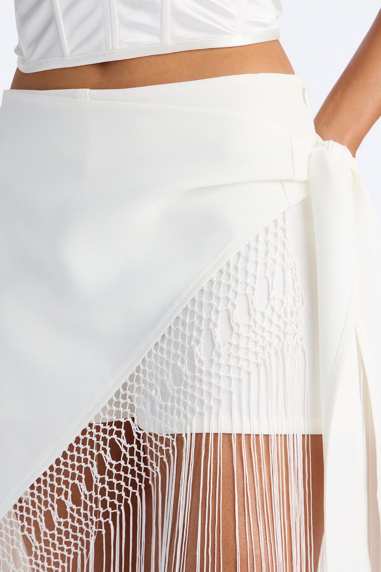 Willow Fringe Wrap Short - Ivory
