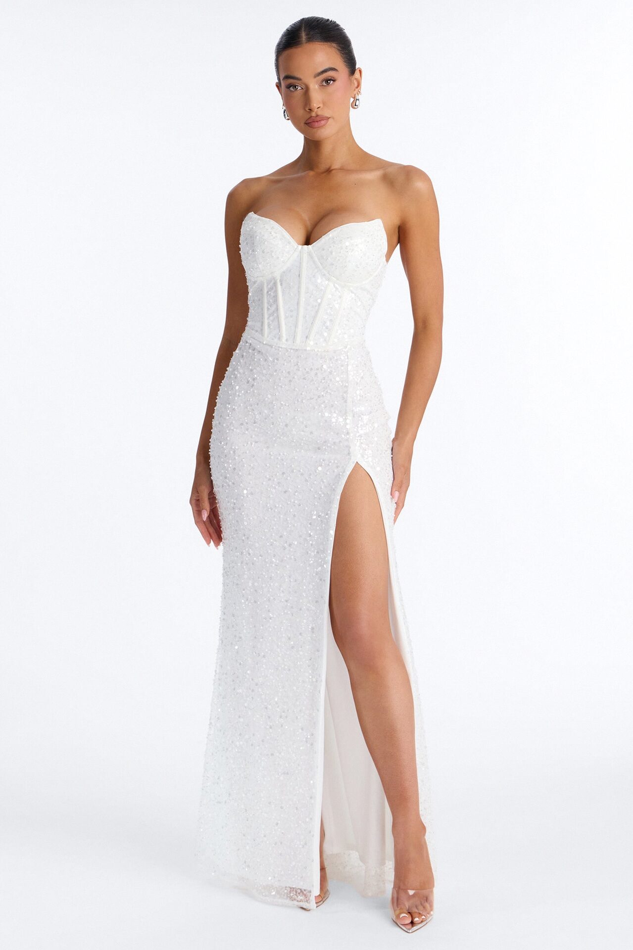 Juliana Embellished Corset Gown - White