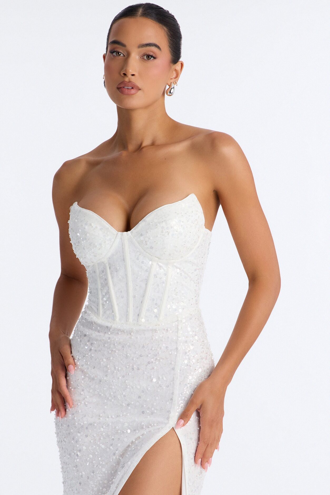 Juliana Embellished Corset Gown - White