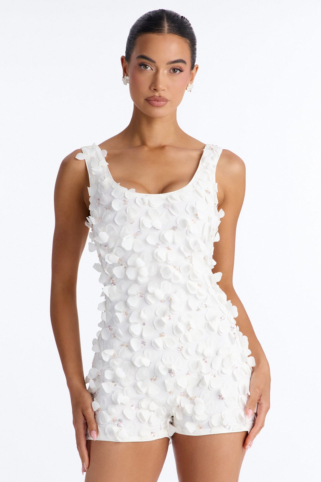 Bloomwave Embellished Romper - White