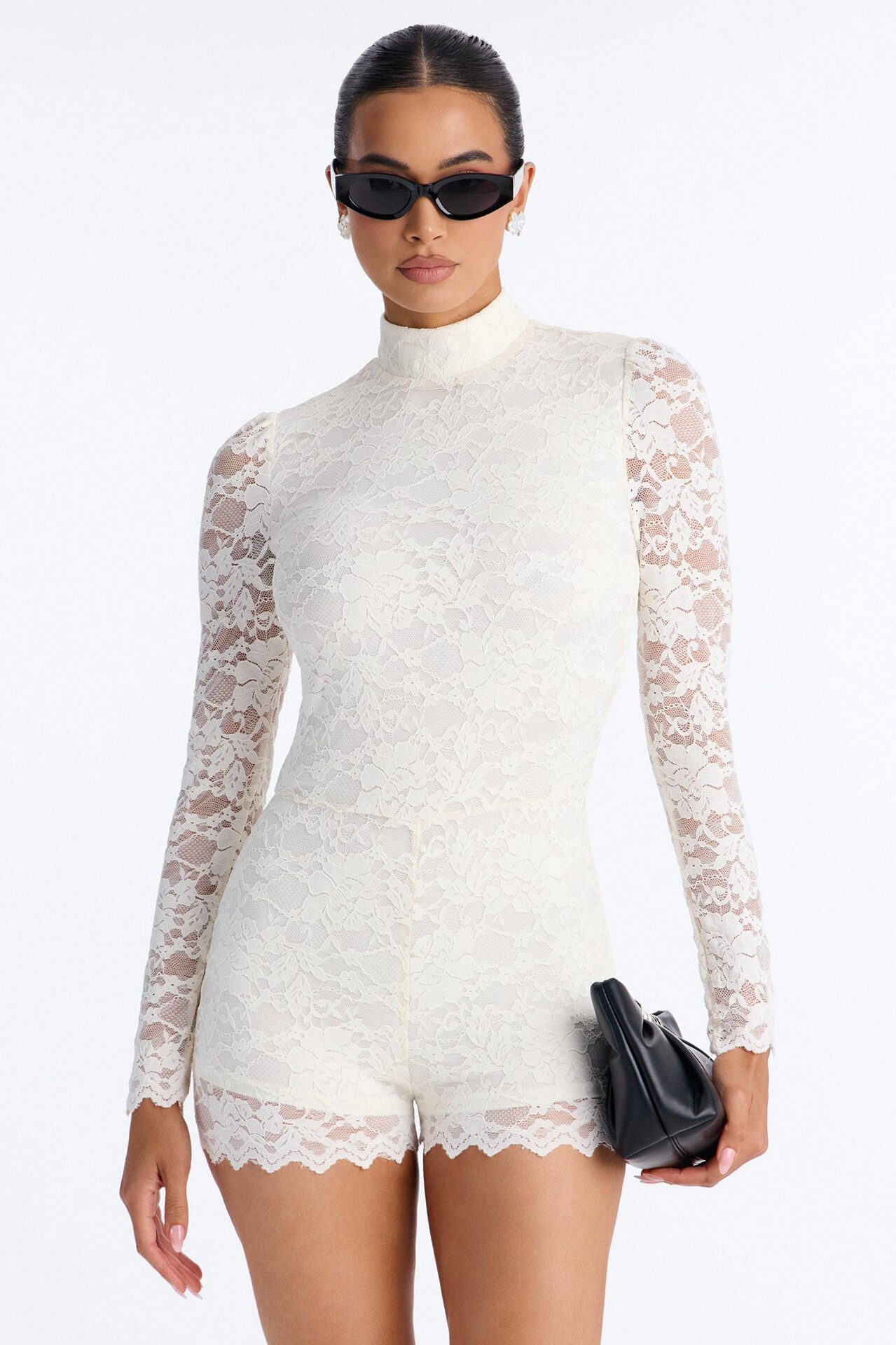 Camila Lace Micro Romper - Ivory