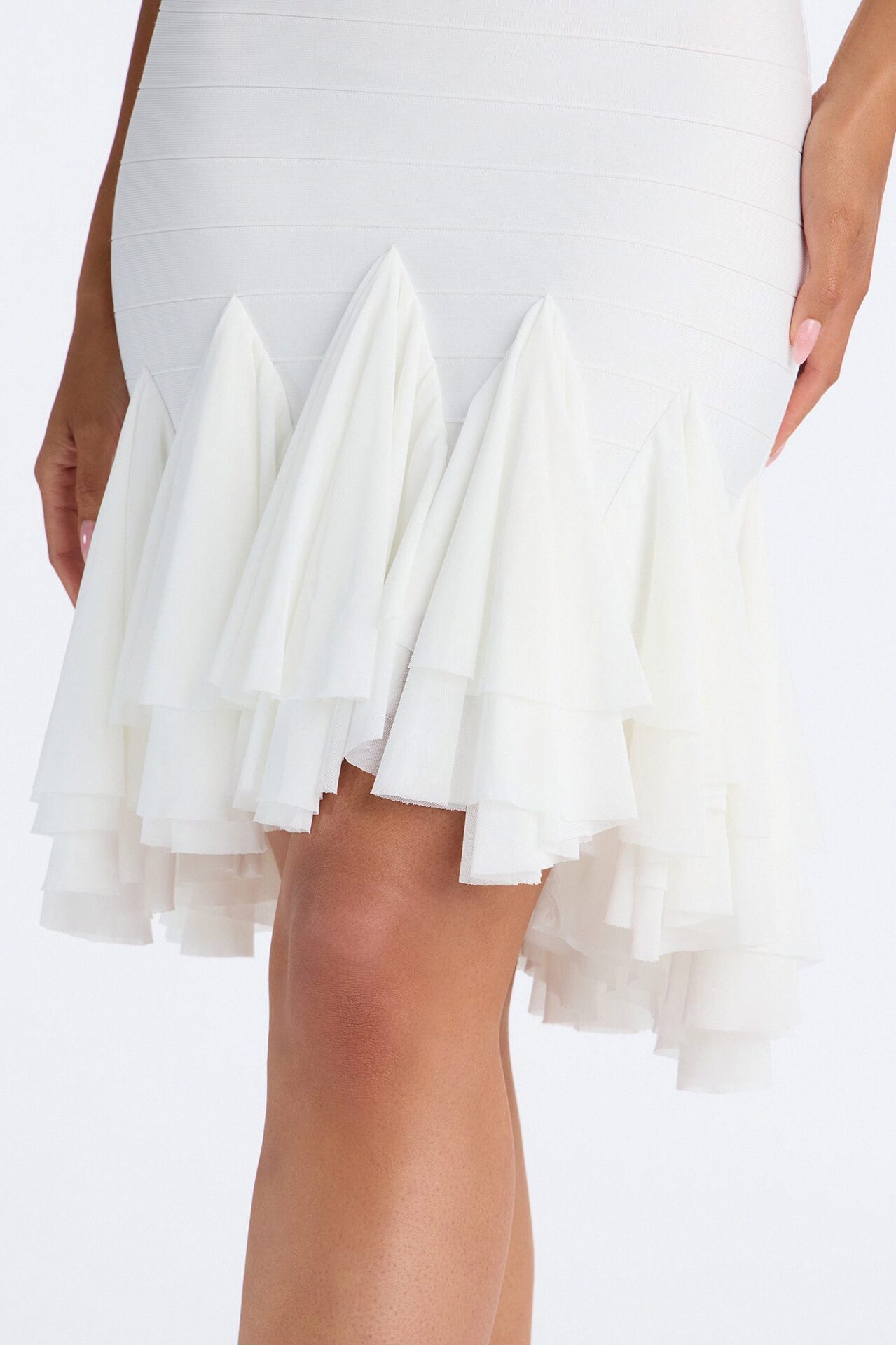 Talia Ruffle Bandage Mini Dress - White