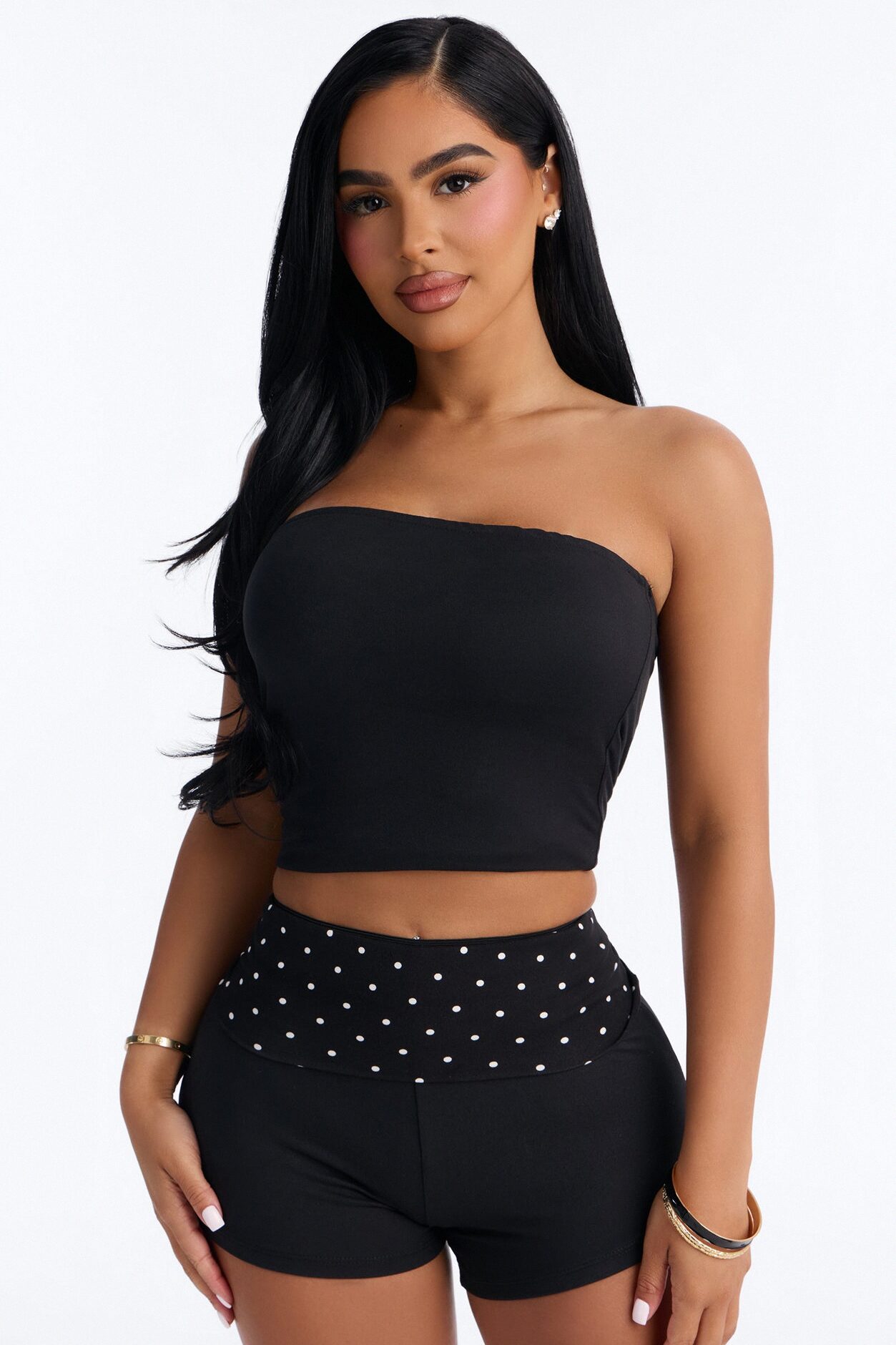 Polka Dot Cutie Reversible Short Set - Black