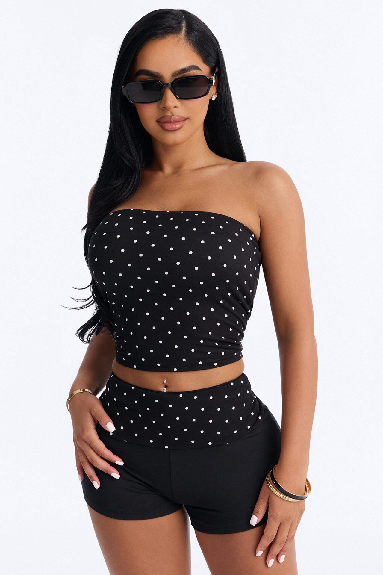 Polka Dot Cutie Reversible Short Set - Black