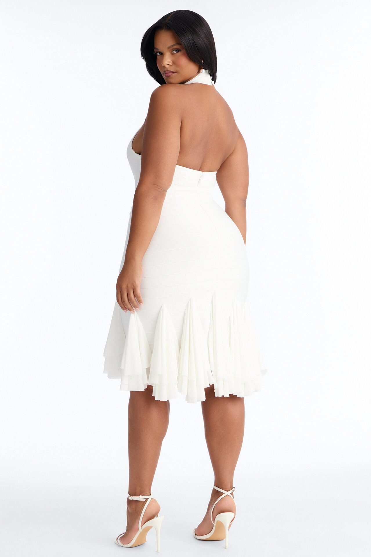 Talia Ruffle Bandage Mini Dress - White