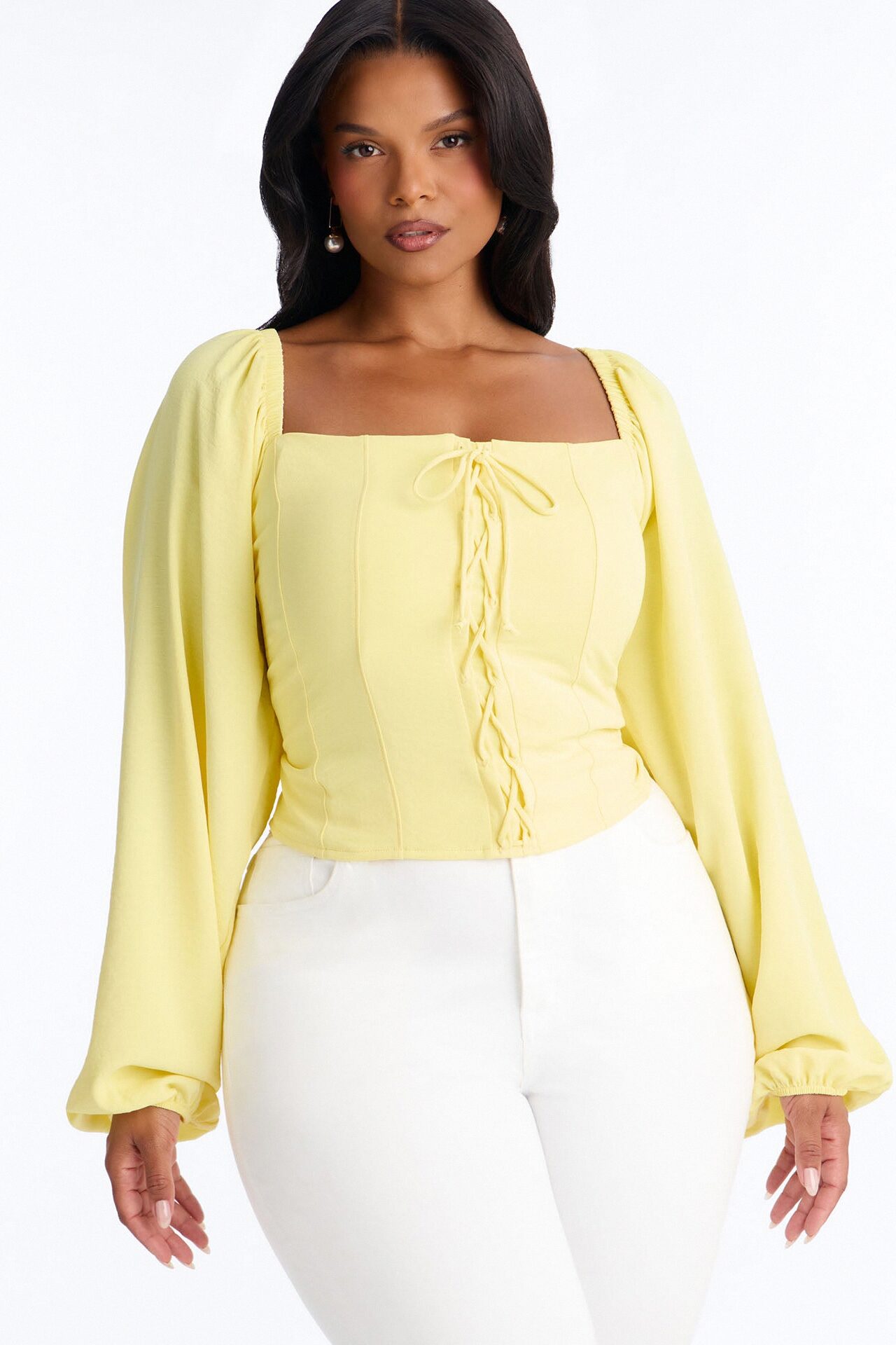 Out To Play Lace Up Airflow Top - Butter Yellow