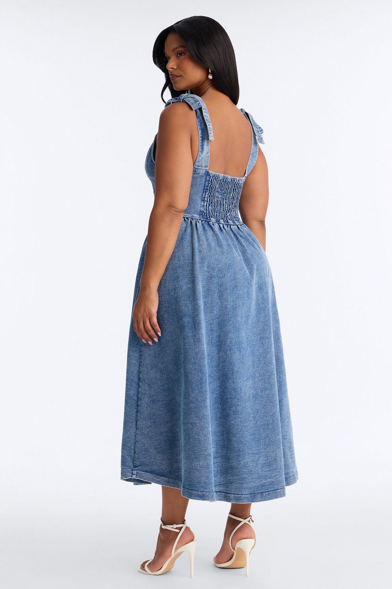 Candace Pleated Denim Midi Dress - Denim